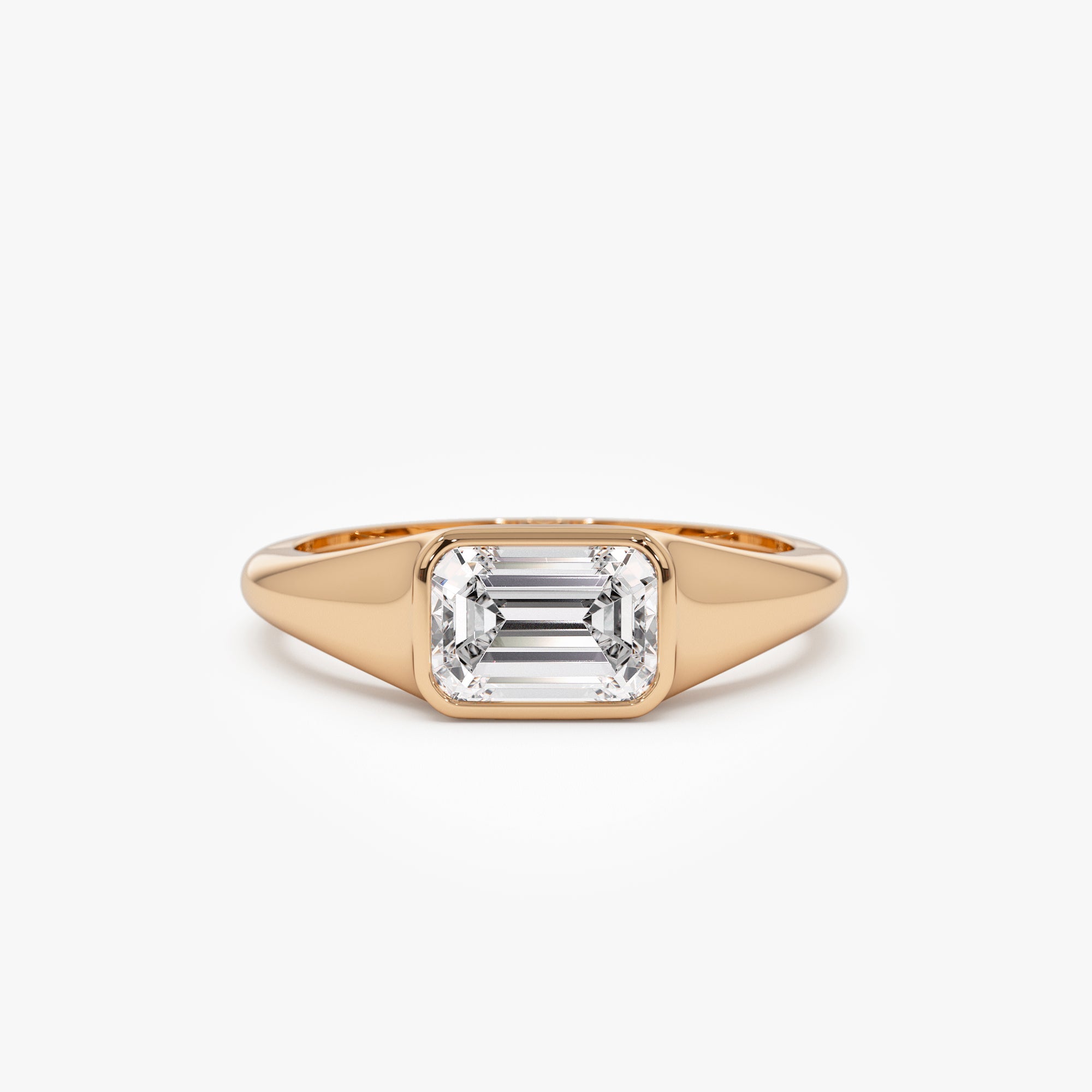 OBFJ0976 - 1.00 ctw Emerald Cut Lab Grown Diamond Ring - Remi ring in selectable metal and diamond options - Roselle Jewelry view 7