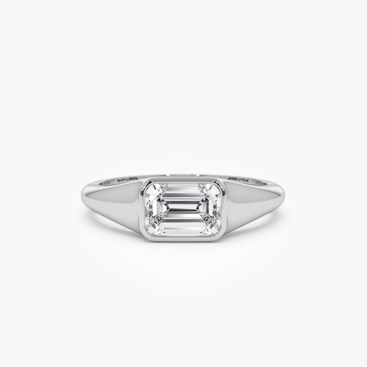 OBFJ0976 - 1.00 ctw Emerald Cut Lab Grown Diamond Ring - Remi ring in selectable metal and diamond options - Roselle Jewelry view 8