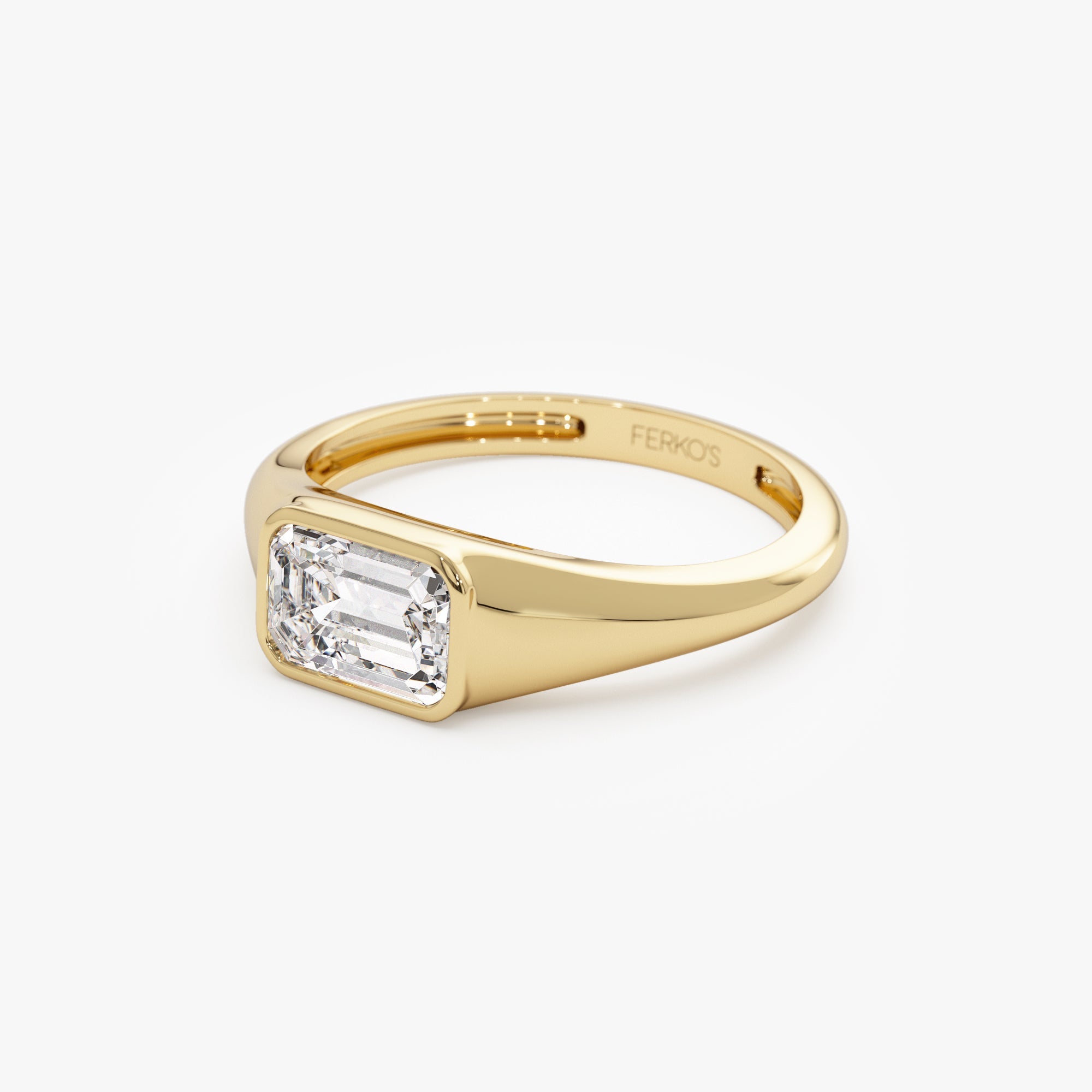 OBFJ0976 - 1.00 ctw Emerald Cut Lab Grown Diamond Ring - Remi ring in selectable metal and diamond options - Roselle Jewelry view 9