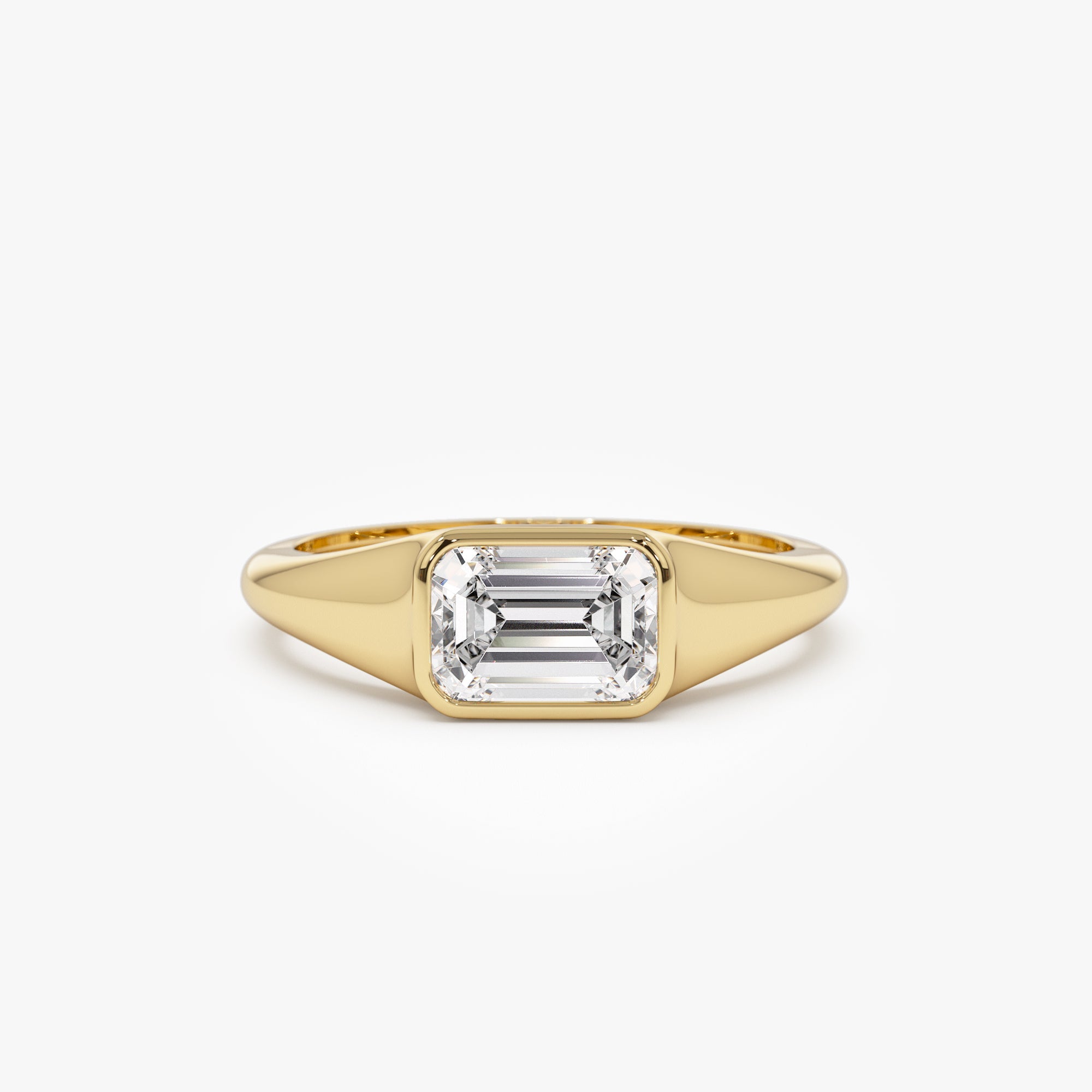 OBFJ0976 - 1.00 ctw Emerald Cut Lab Grown Diamond Ring - Remi ring in selectable metal and diamond options - Roselle Jewelry view 1