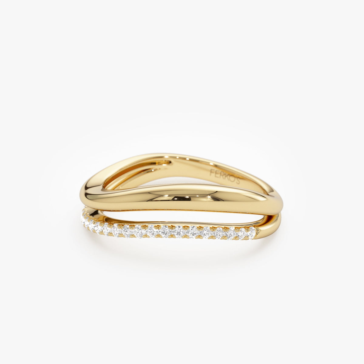 OBFJ0016 - Double Ring Waive Design Diamond Ring ring in selectable metal and diamond options - Roselle Jewelry view 5