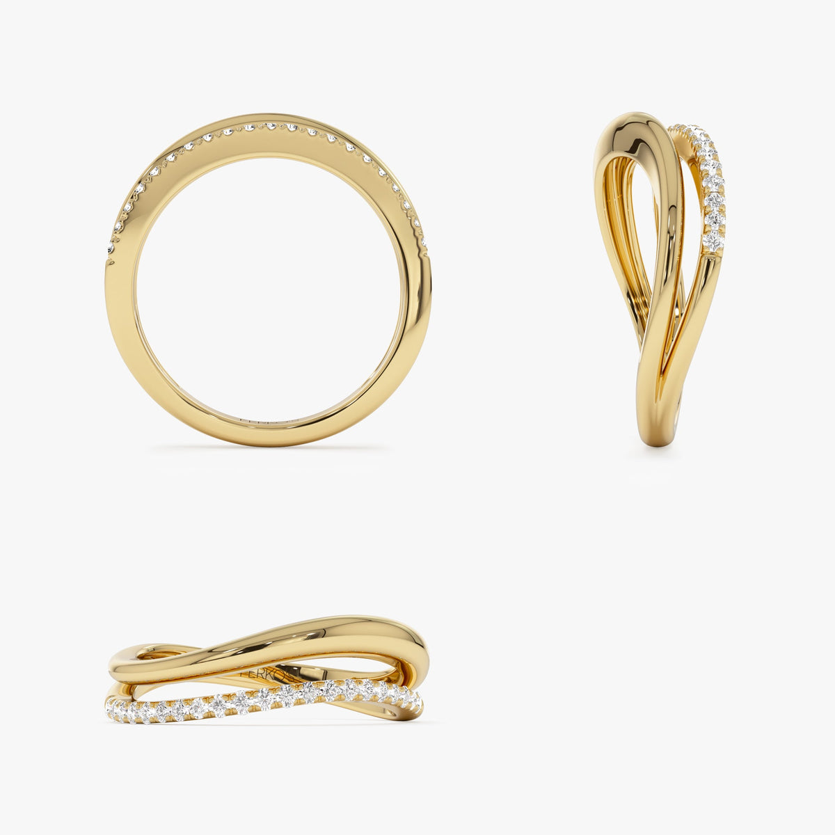 OBFJ0016 - Double Ring Waive Design Diamond Ring ring in selectable metal and diamond options - Roselle Jewelry view 6