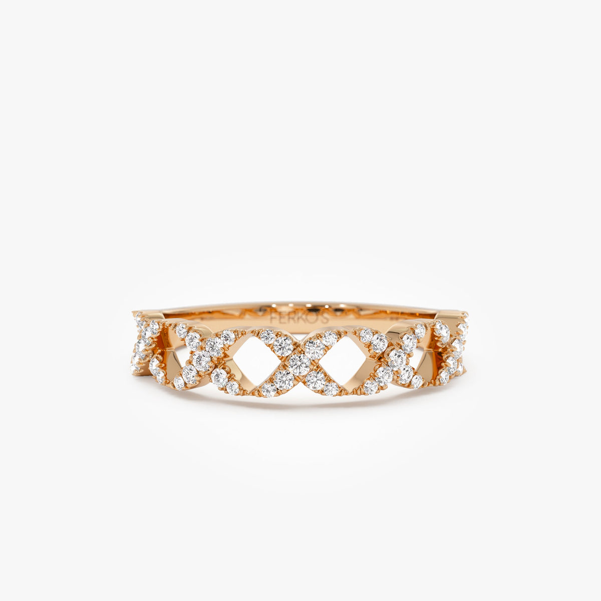 OBFJ1006 - Pave Setting Round Diamond X Ring ring in selectable metal and diamond options - Roselle Jewelry view 8