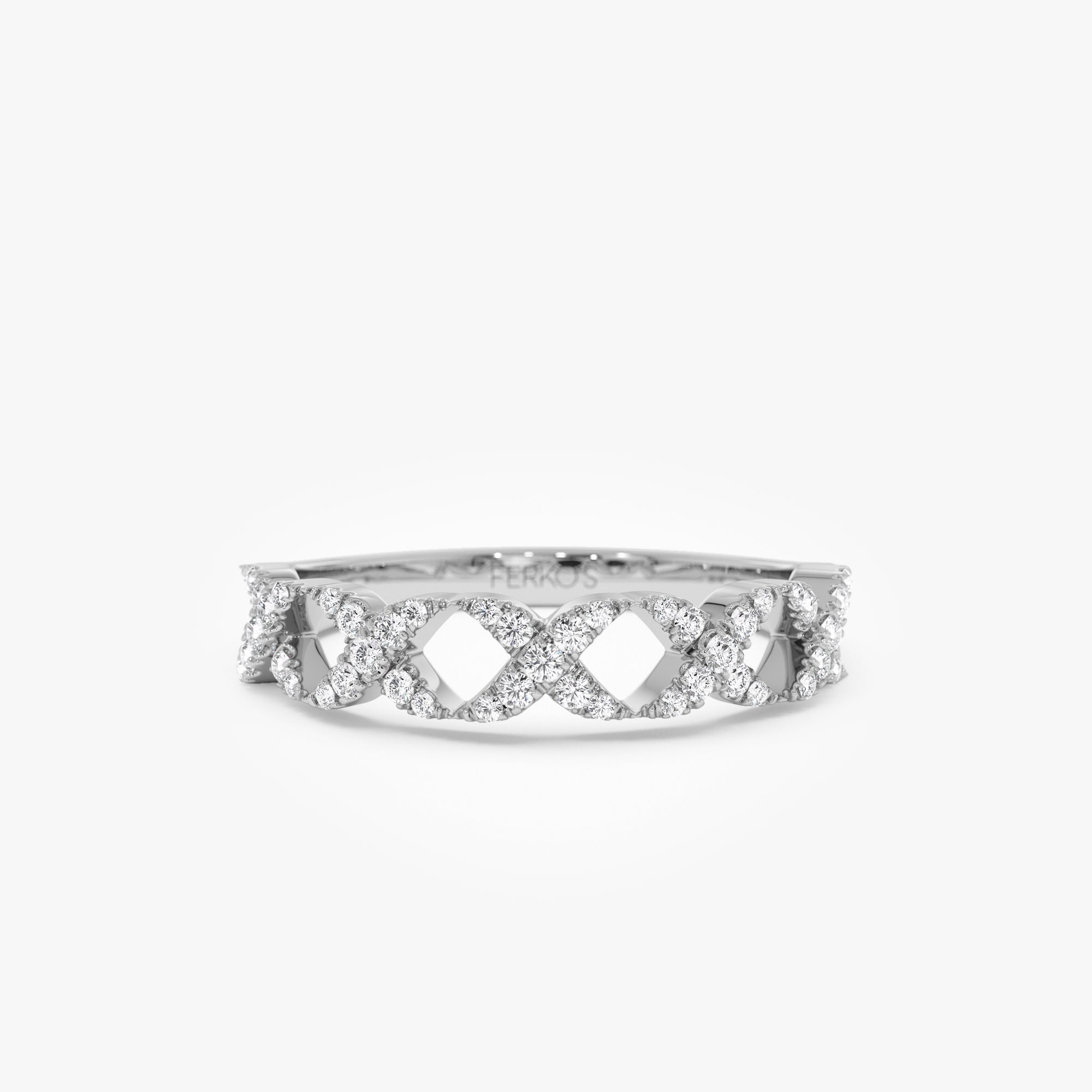 OBFJ1006 - Pave Setting Round Diamond X Ring ring in selectable metal and diamond options - Roselle Jewelry view 5