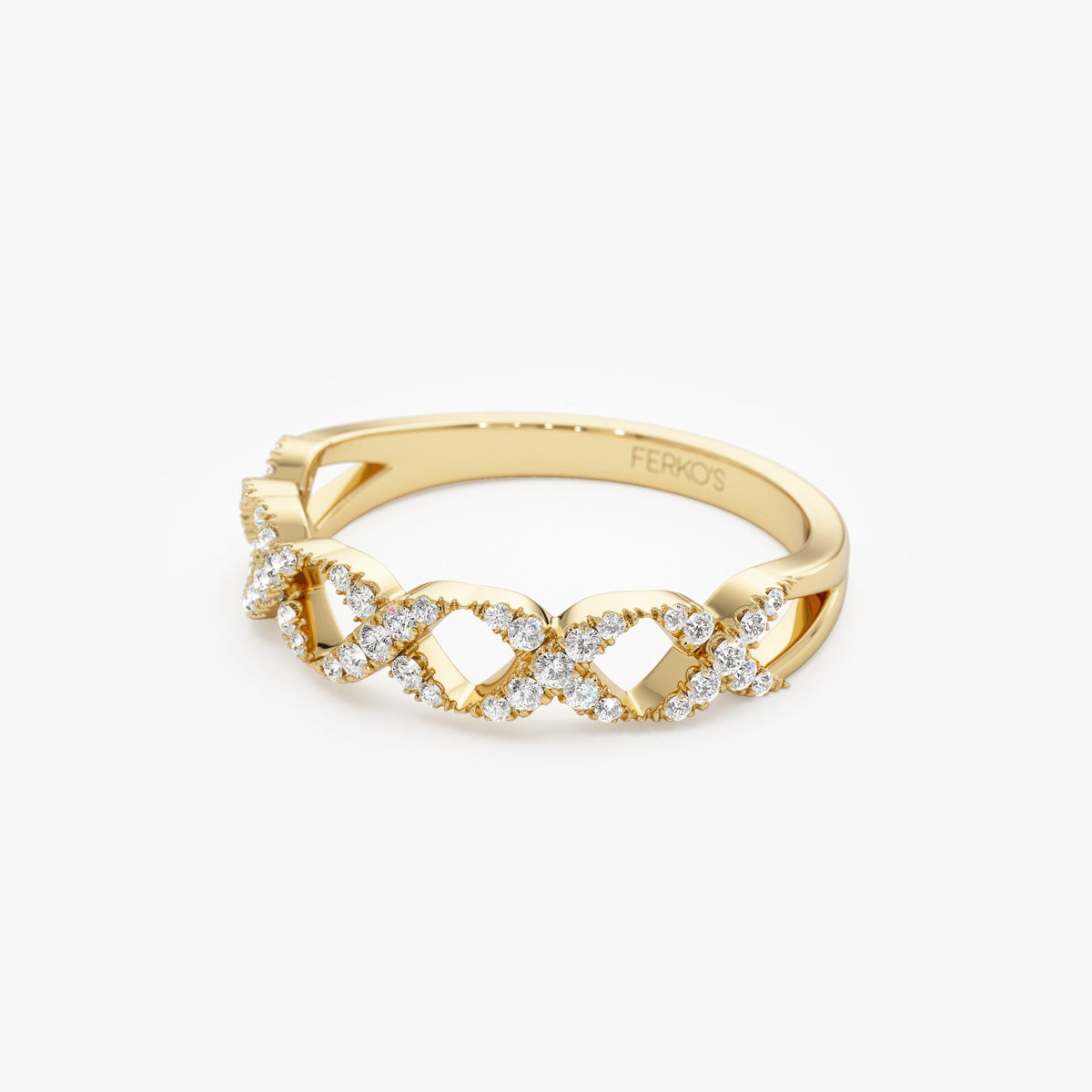 OBFJ1006 - Pave Setting Round Diamond X Ring ring in selectable metal and diamond options - Roselle Jewelry view 7