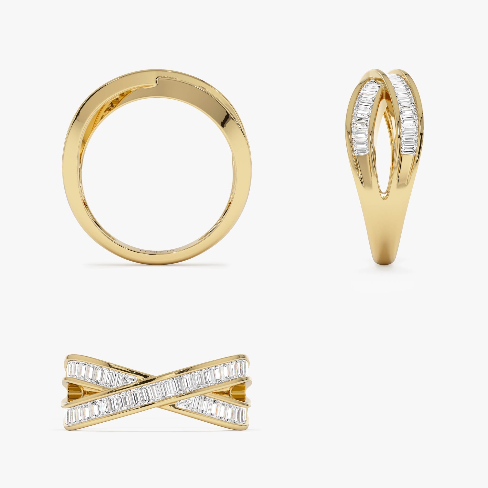 OBFJ0959 - 14k Channel Setting Baguette Diamond Crossover Band 10