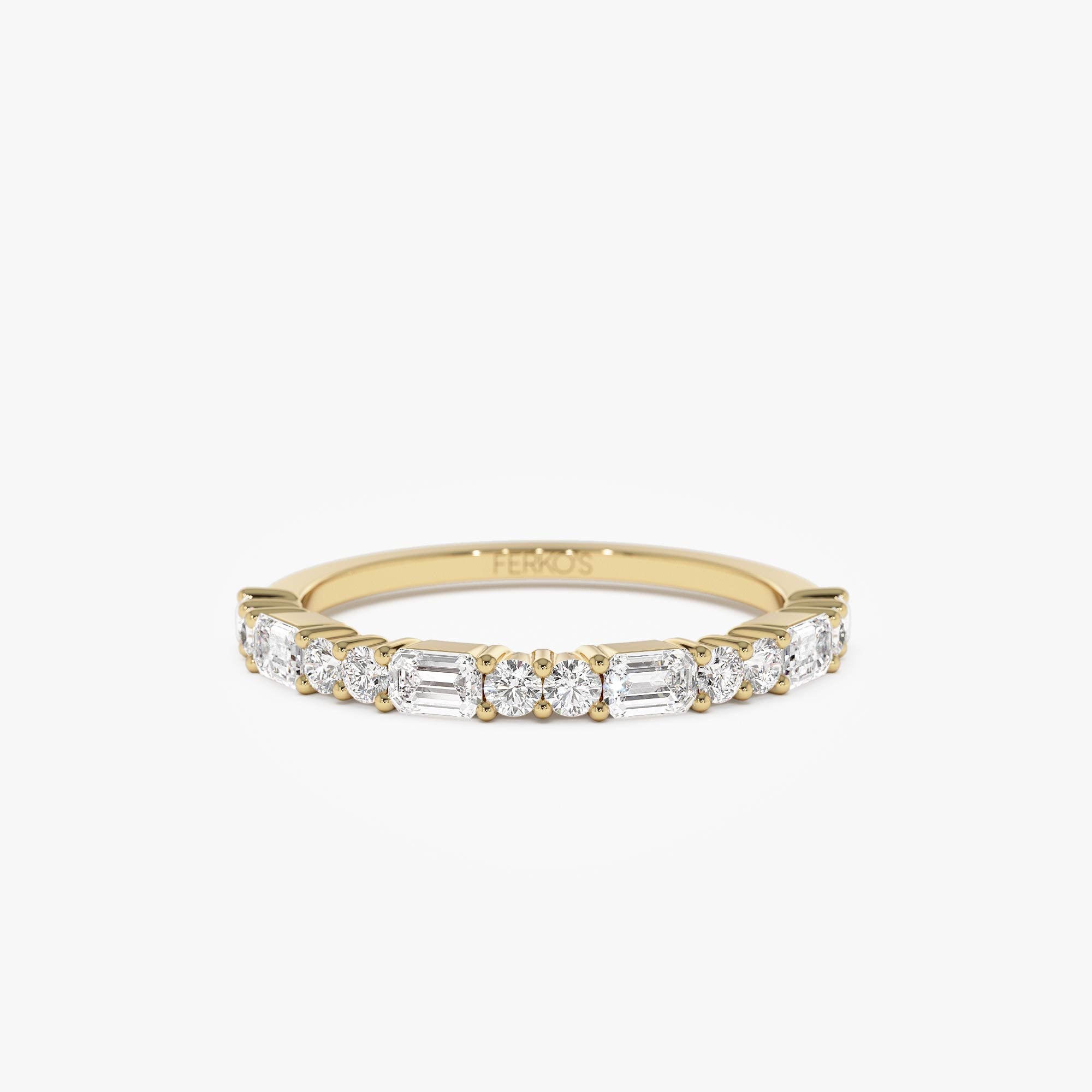 OBFJ0903 - 14k Alternating Emerald Cut and Round Diamond Ring 1