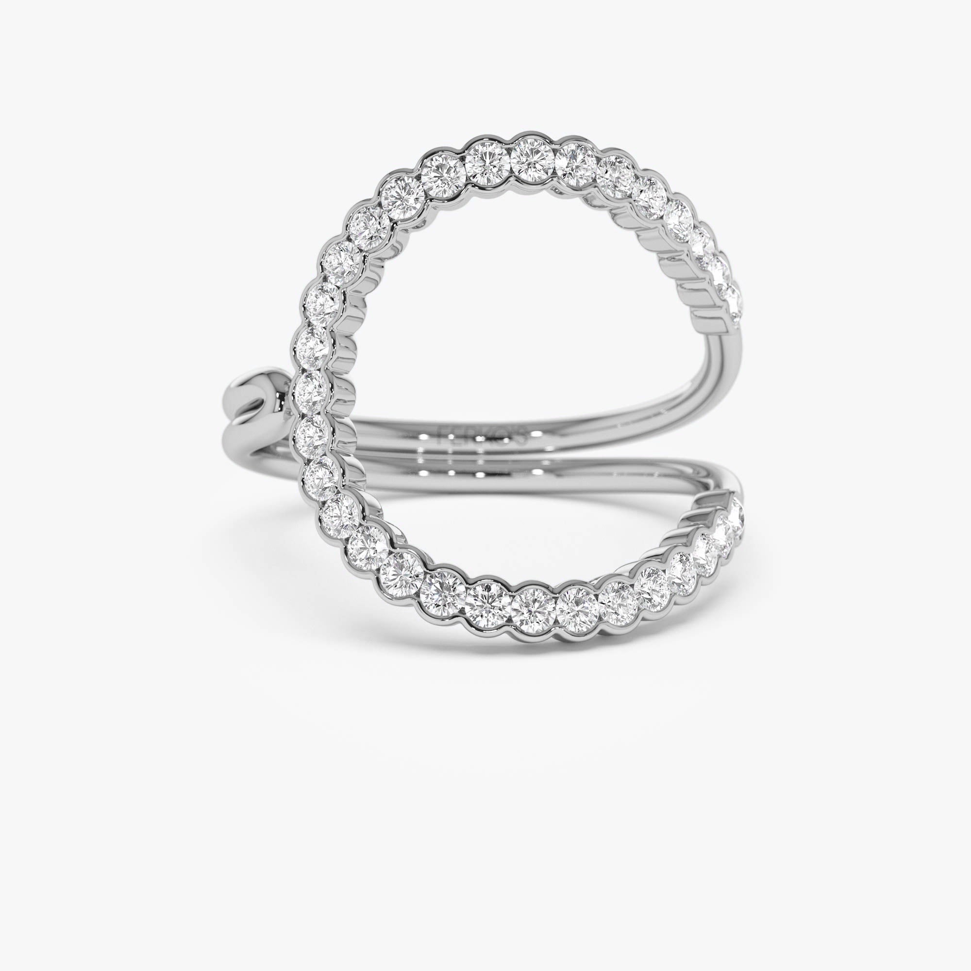 OBFJ0901 - 14k Unique Half Bezel Diamond Ring 8