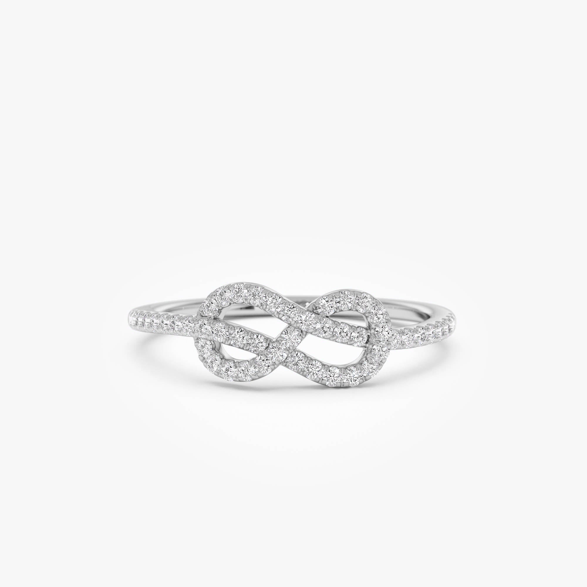 OBFJ0885 - 14K Infinity Knot Diamond Ring 7