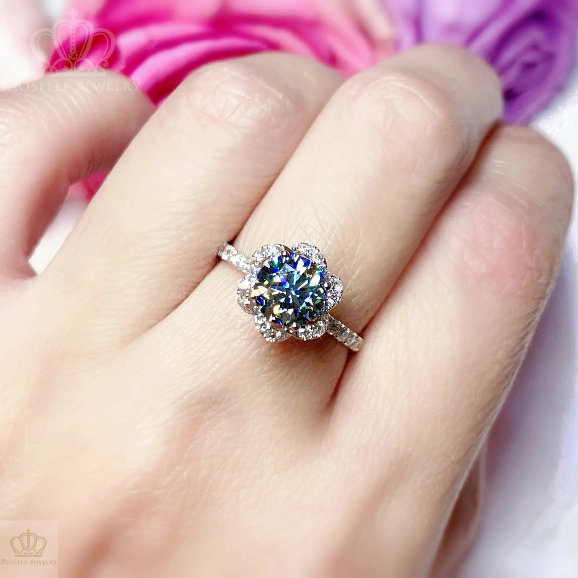 Floral Halo Diamond Engagement Ring - LGR061s CHARLISA™