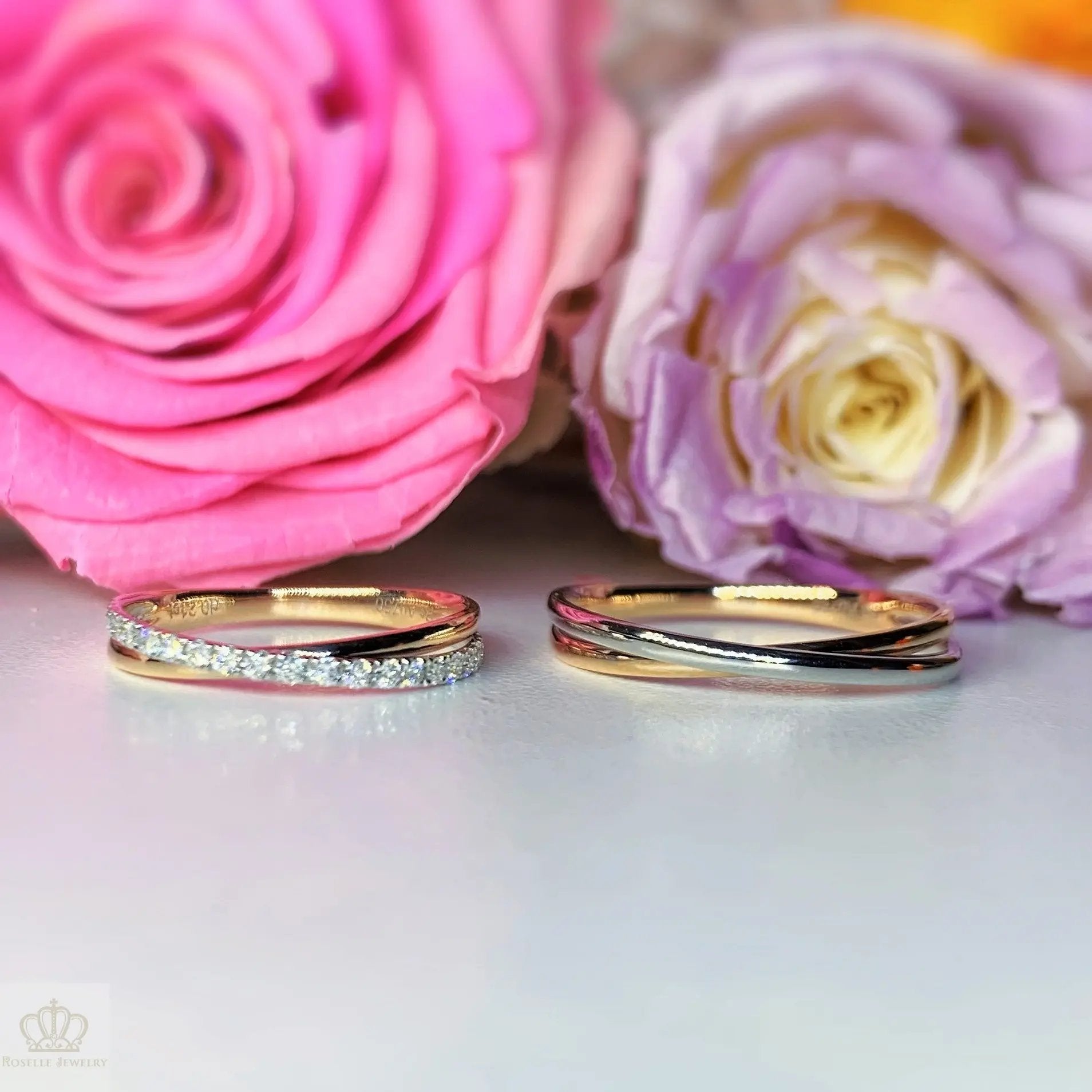 Twist Two Tone Couple Diamond Wedding Ring Set - WM20 CHARLISA™