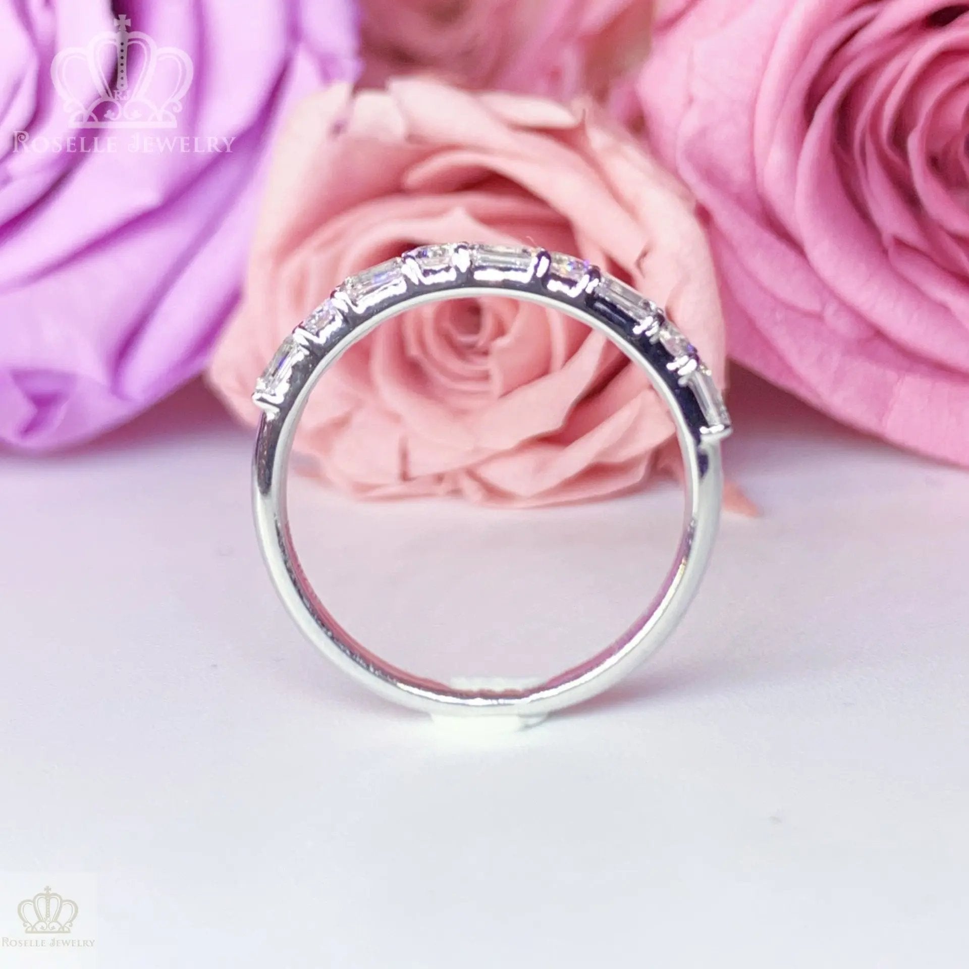 LGR075 - 0.75CTW Emerald Mixed Diamonds Half Eternity Wedding Ring CHARLISA™