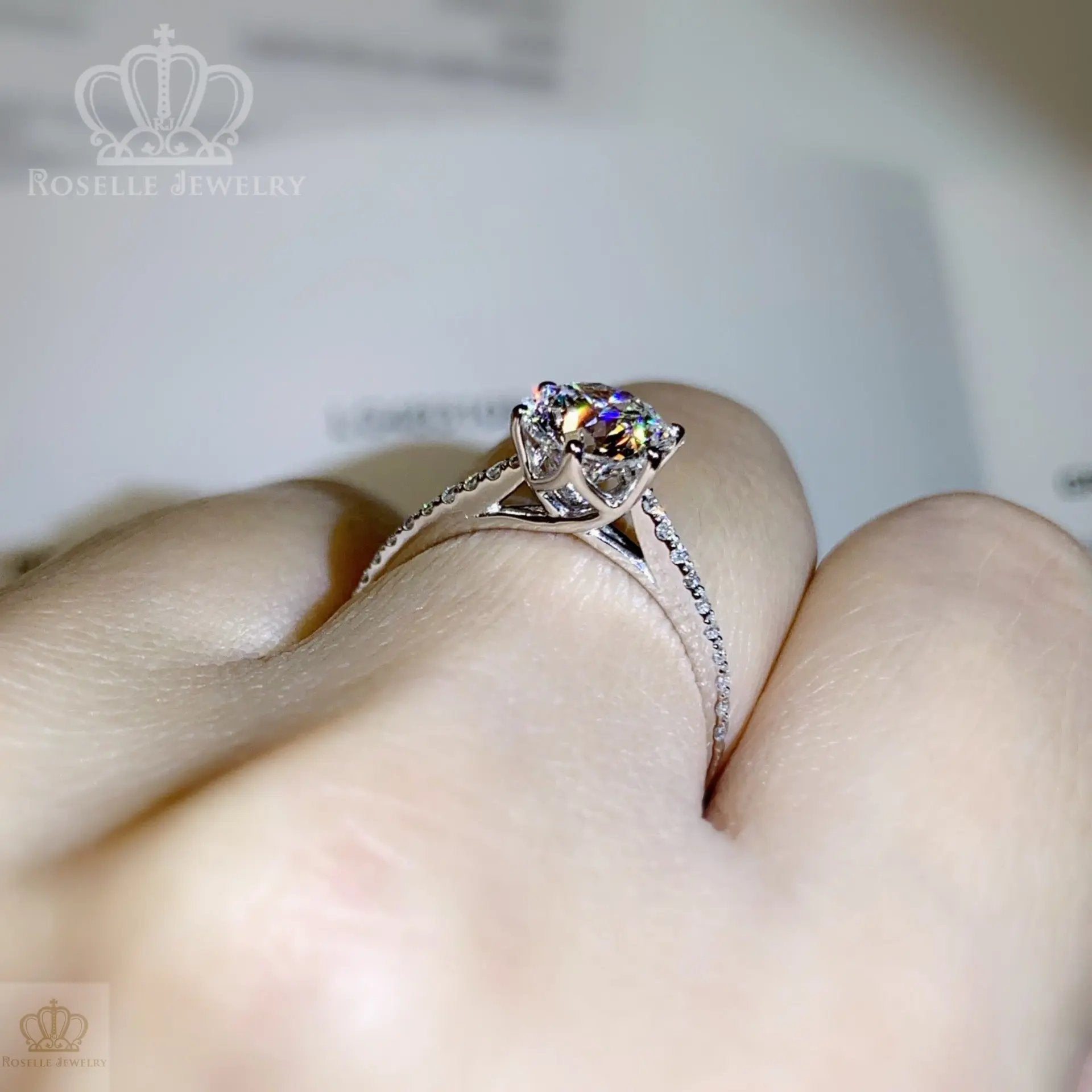 1.23CT Six Prong Lab Grown With Side Stone Diamond Ring - LGR002 - Roselle Jewelry