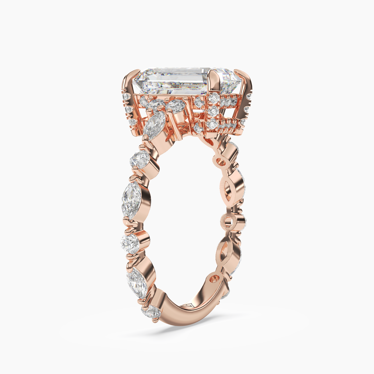 OBSER216 - Lace Emerald engagement ring setting view 8