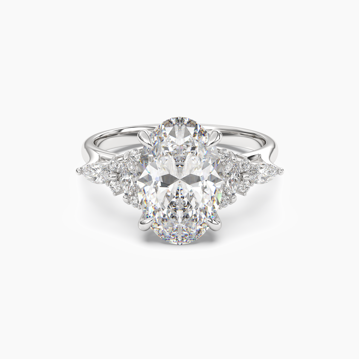 OBSER016 - Snowflake Oval engagement ring setting view 1