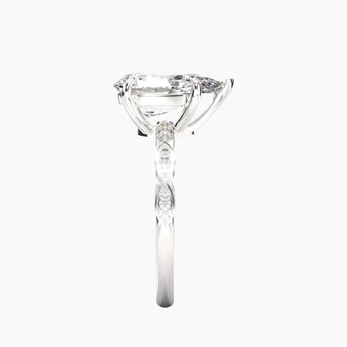 OBSER201 - Feather Pear engagement ring setting view 3