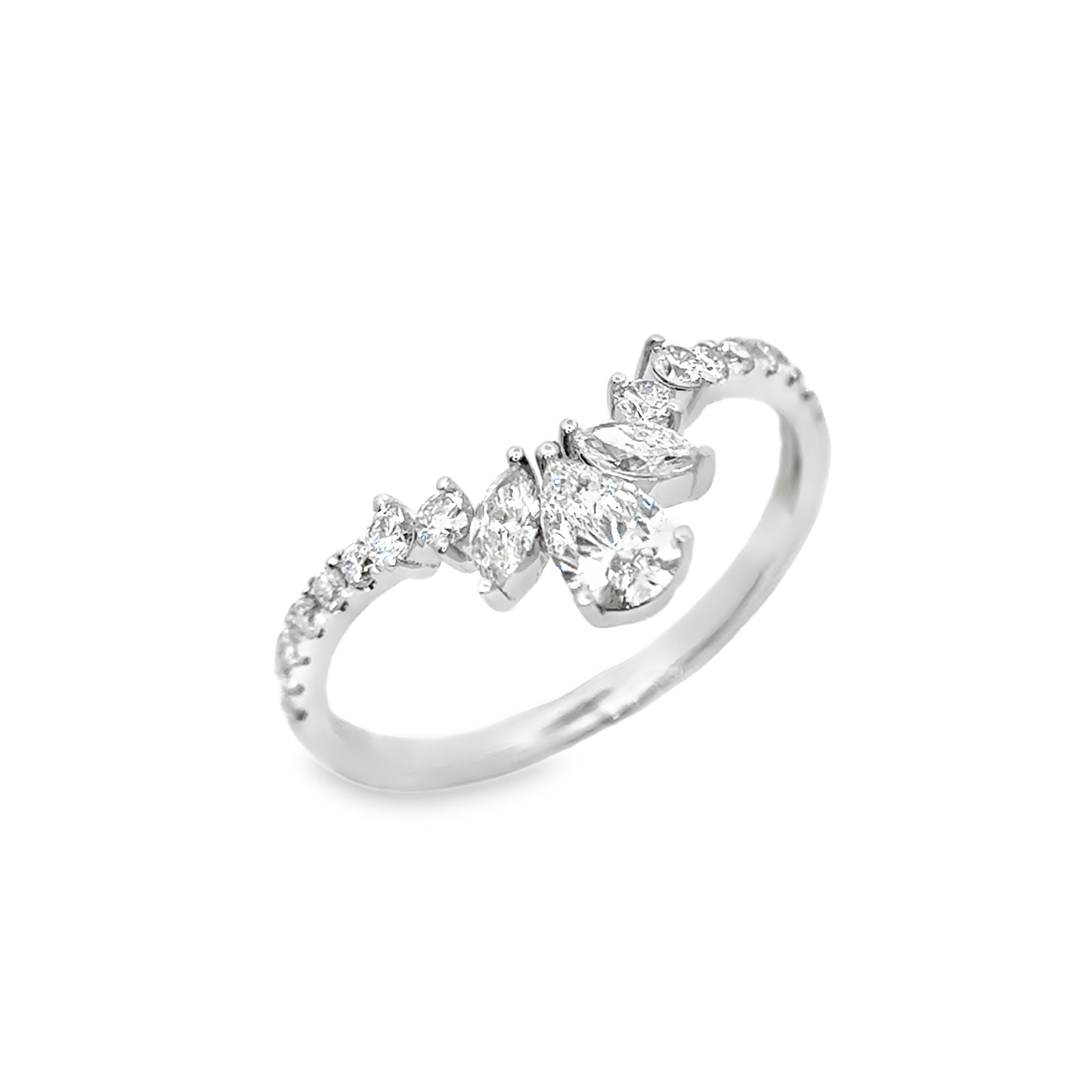LBB006 - V-Shaped Pear and Round Lab Diamond Wedding Ring