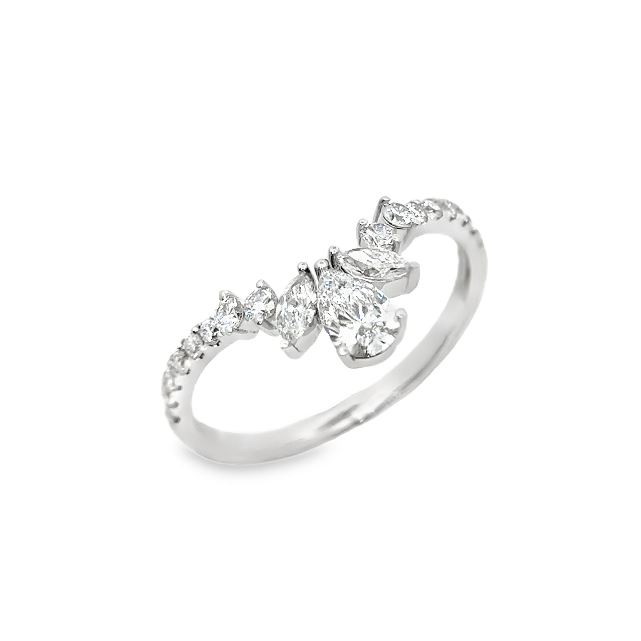 LBB006 - V-Shaped Pear and Round Lab Diamond Wedding Ring