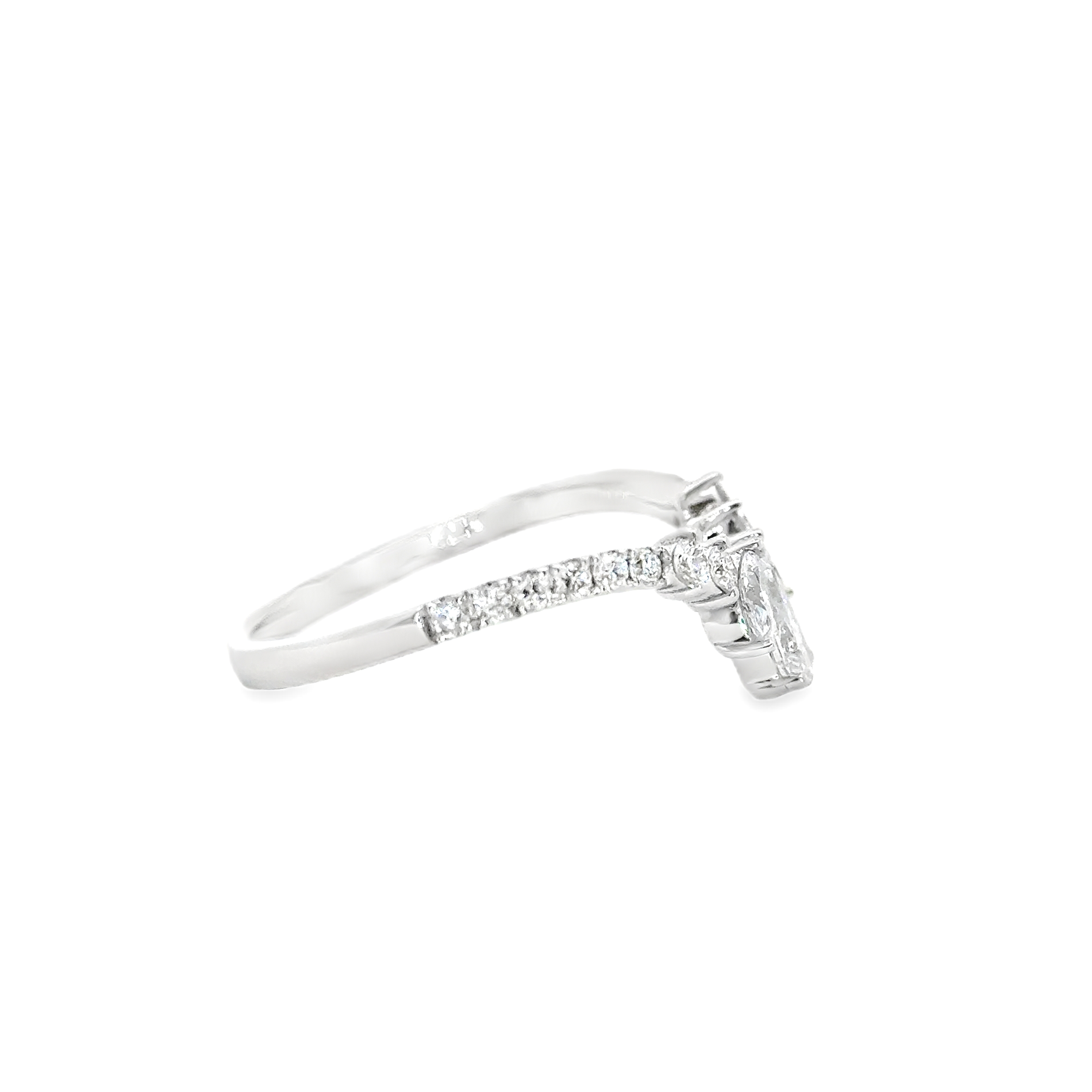 LBB006 - V-Shaped Pear and Round Lab Diamond Wedding Ring