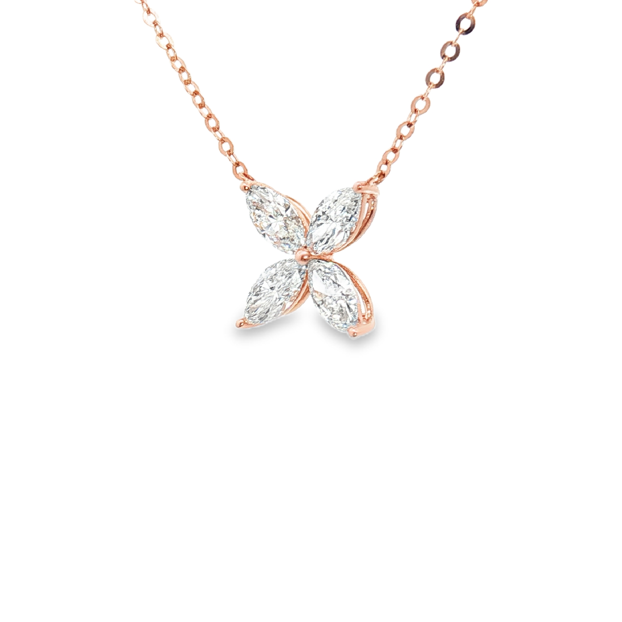 LC1230 - Marquise Cut Floral Cluster Diamond Necklace
