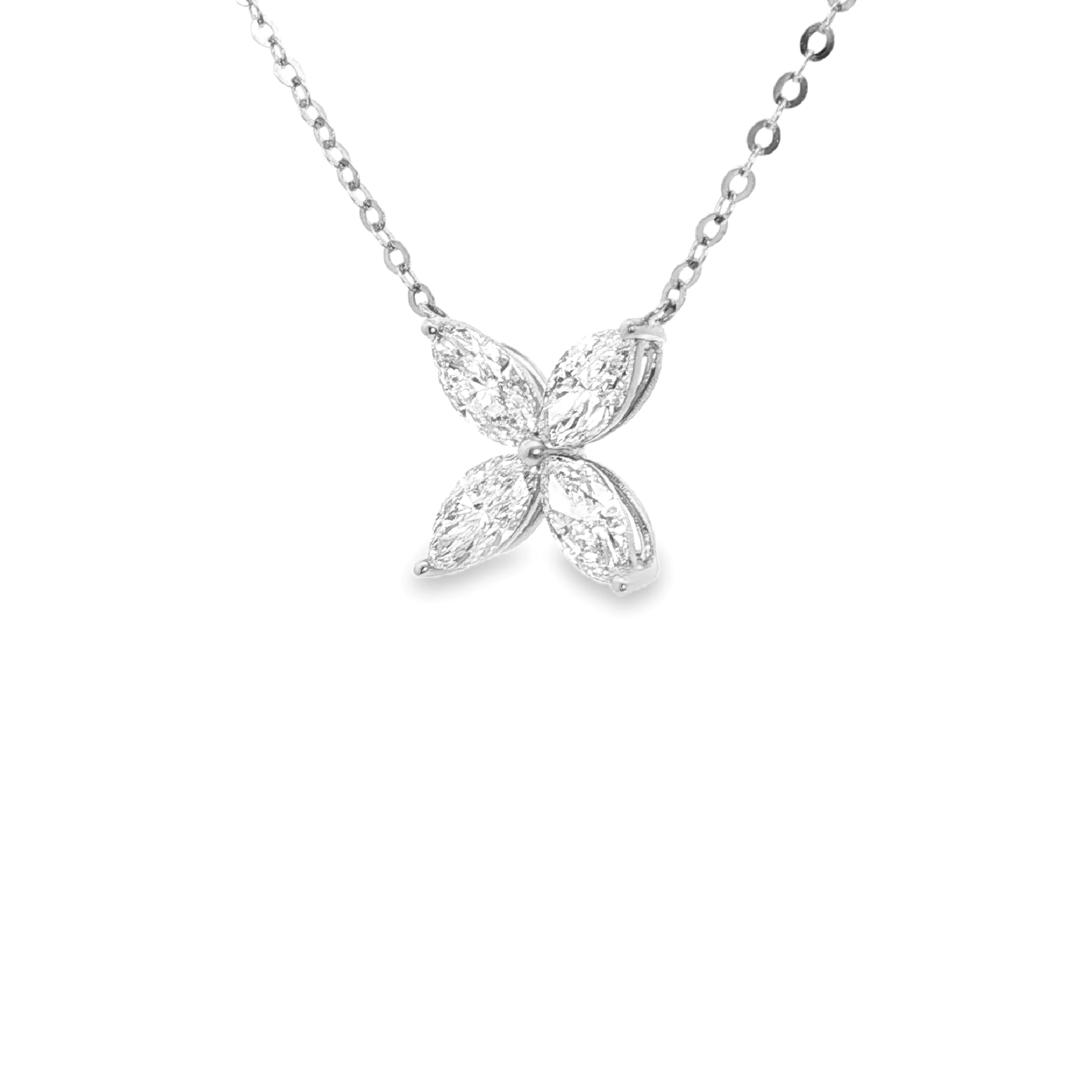 LC1230 - Marquise Cut Floral Cluster Diamond Necklace