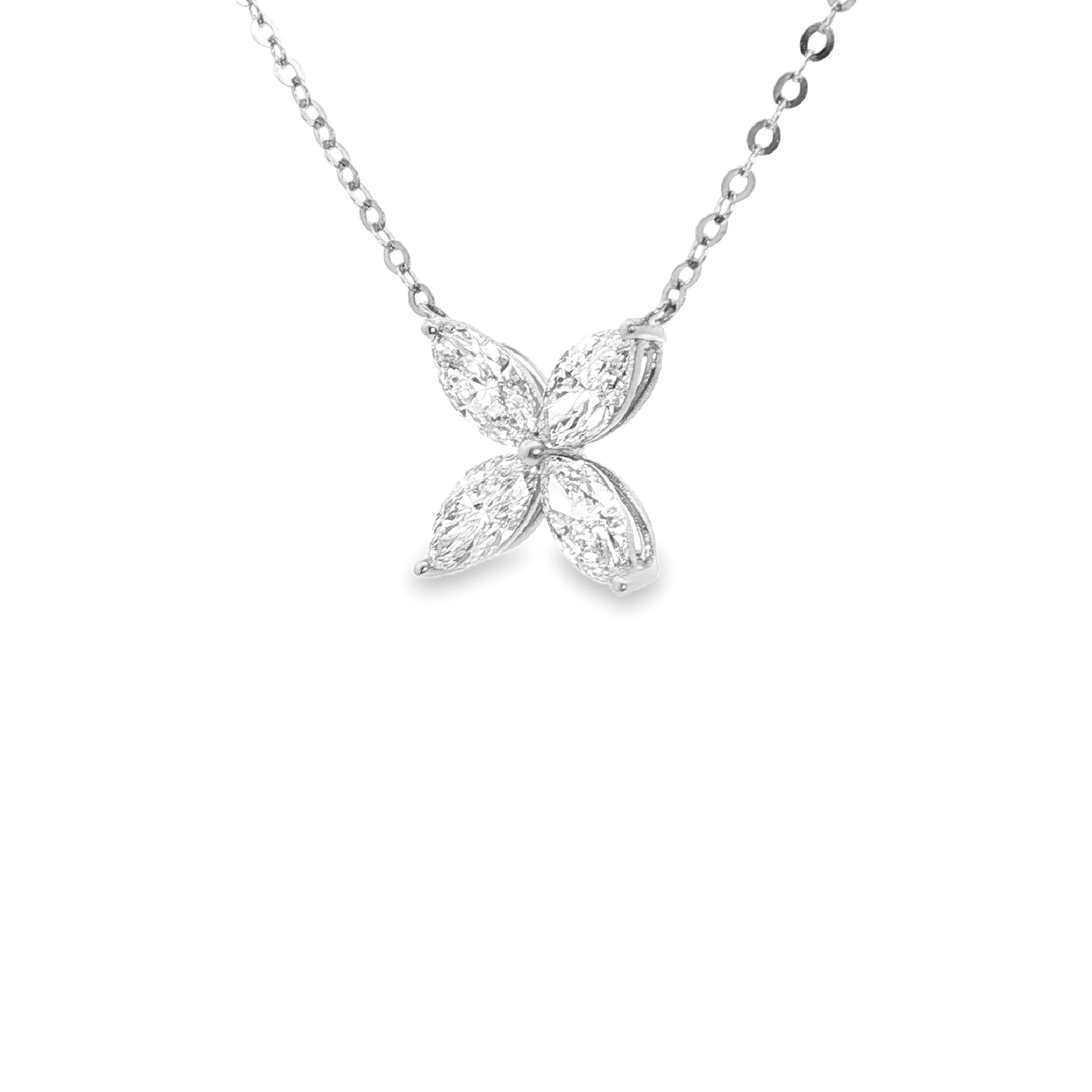 LC1230 - Marquise Cut Floral Cluster Diamond Necklace