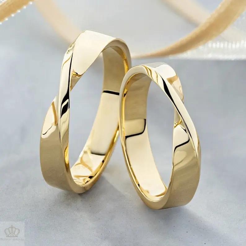 Mobius Strip Style Unique Couple Wedding Ring Set - WM33 CHARLISA™