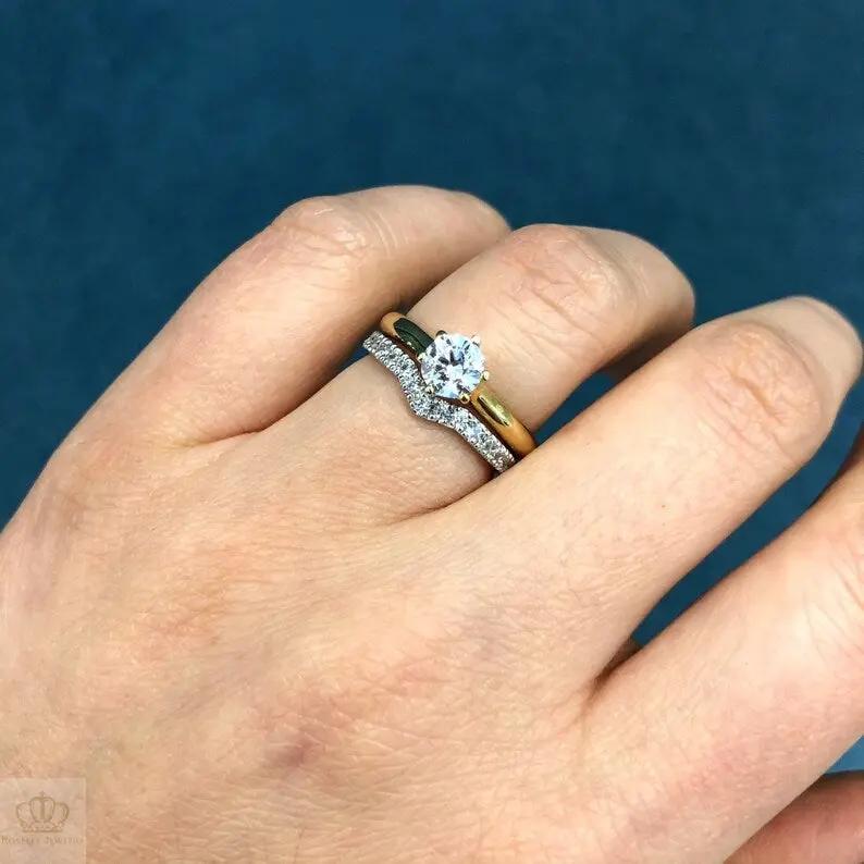 V Shape Couple Diamond Wedding Ring Set - WM30 CHARLISA™