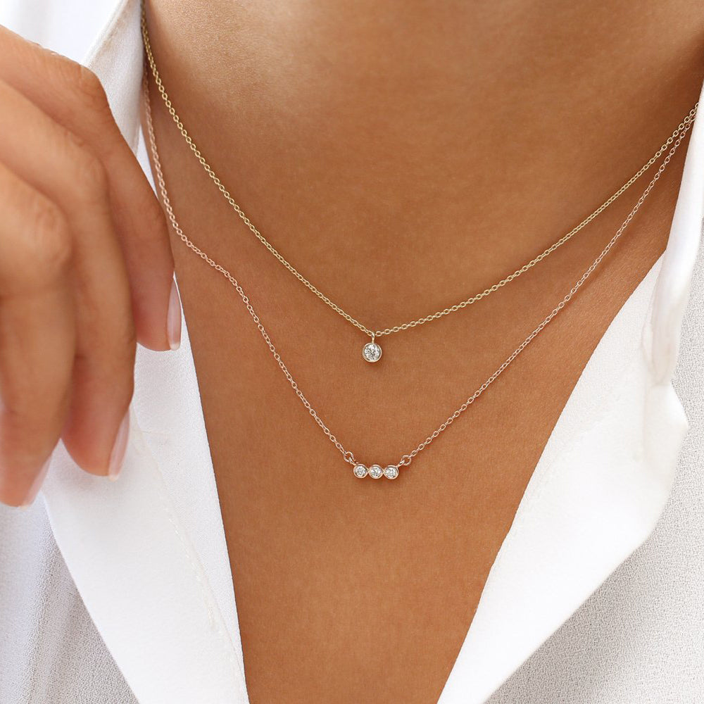 OBFJ1613 - 14k Bezel Set Diamond Necklace 4