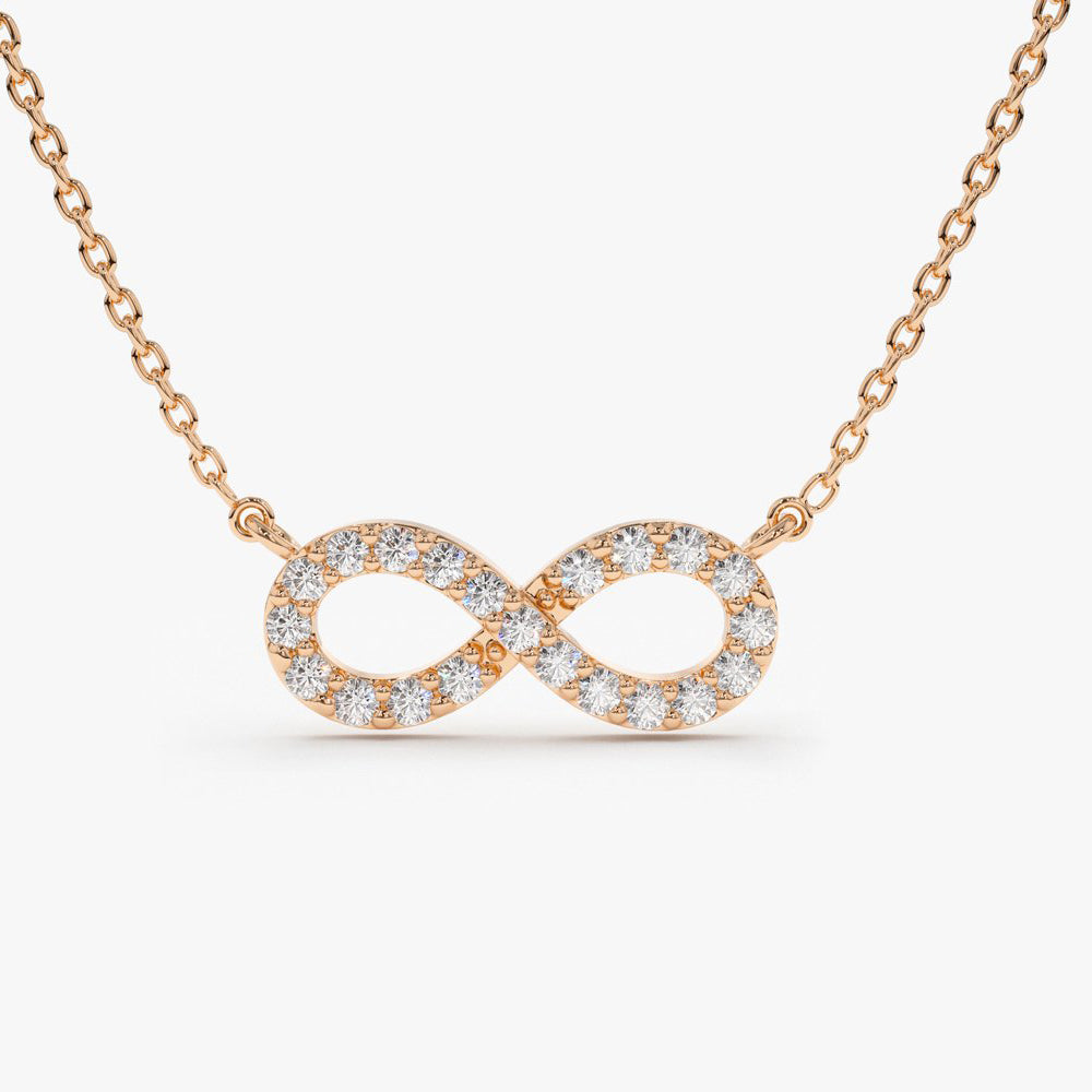 OBFJ1605 - 14K Gold Diamond Infinity Necklace 6