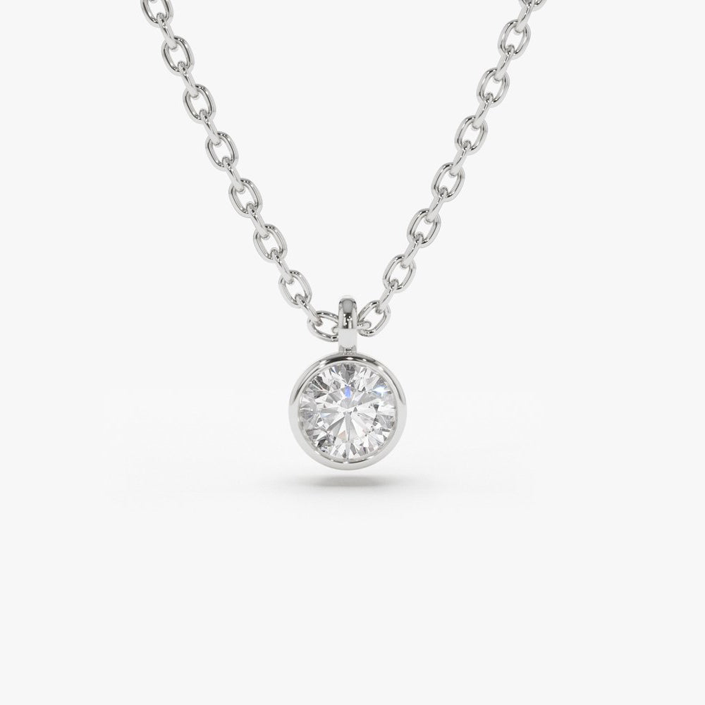 OBFJ1638 - Diamond Solitaire on a Bail necklace in selectable metal and diamond options - Roselle Jewelry view 8