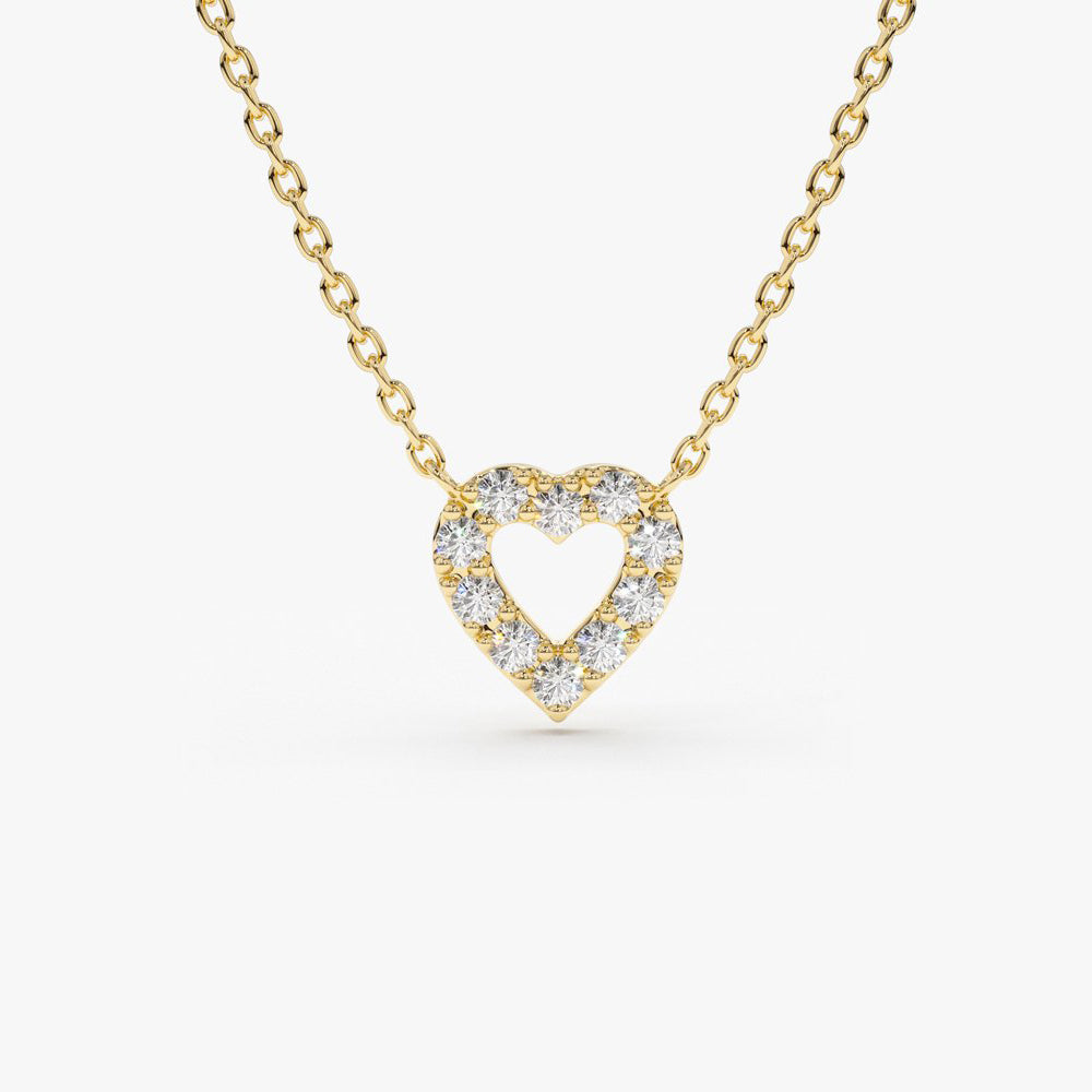 OBFJ1644 - 14K Gold Tiny Diamond Heart Necklace 1