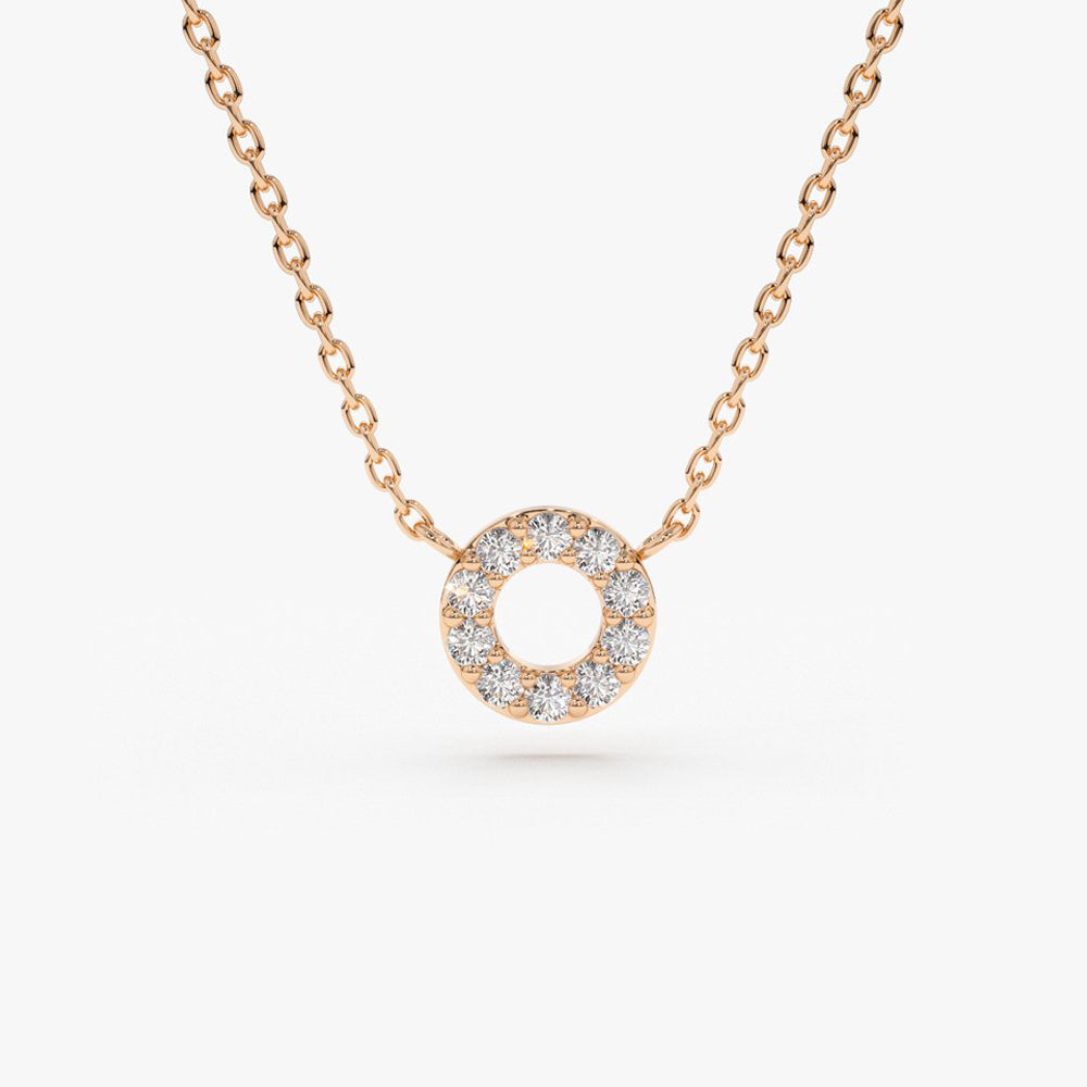 OBFJ1639 - 14K Gold Mini Diamond Circle Necklace 6