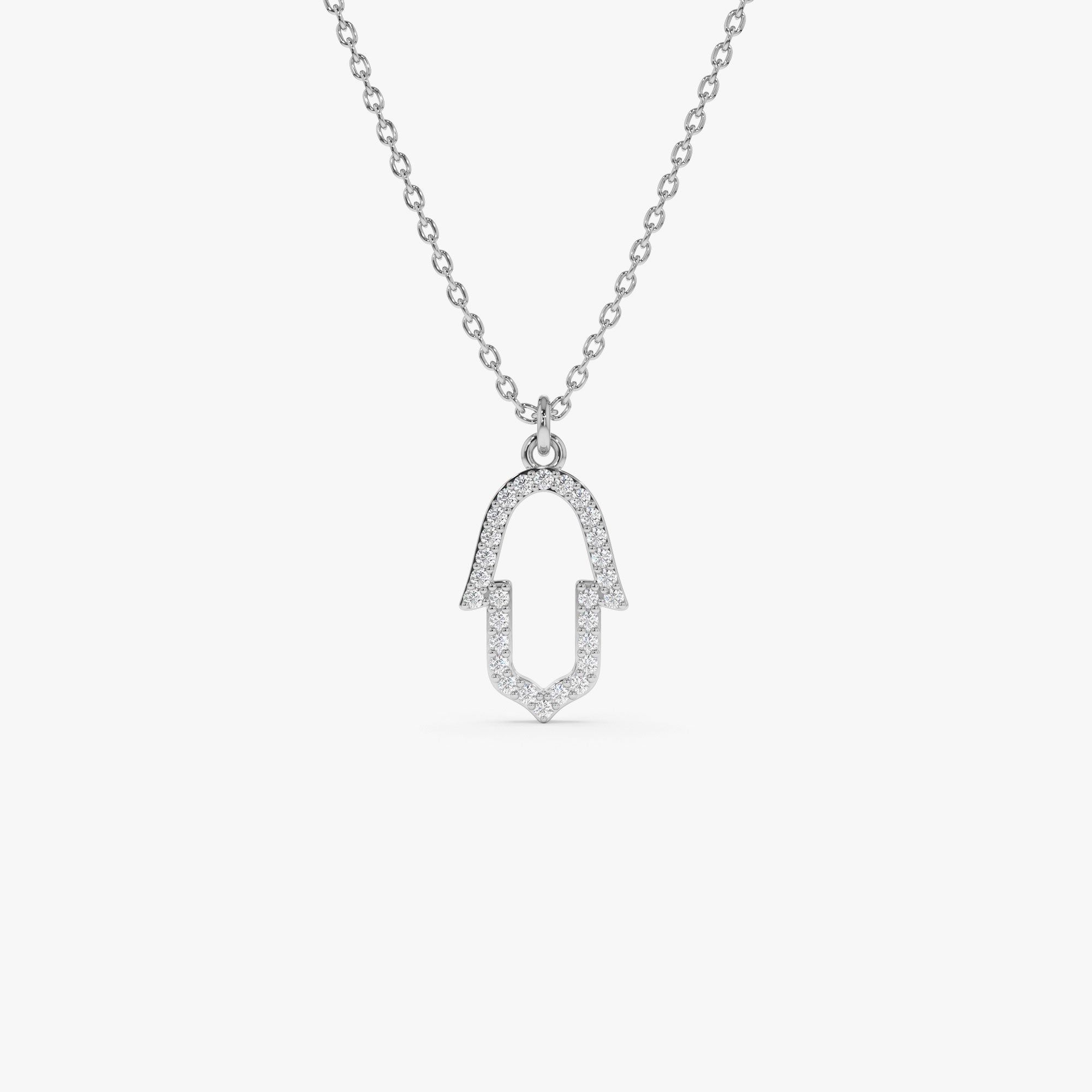 OBFJ1083 - 14k Diamond Hamsa Necklace 5