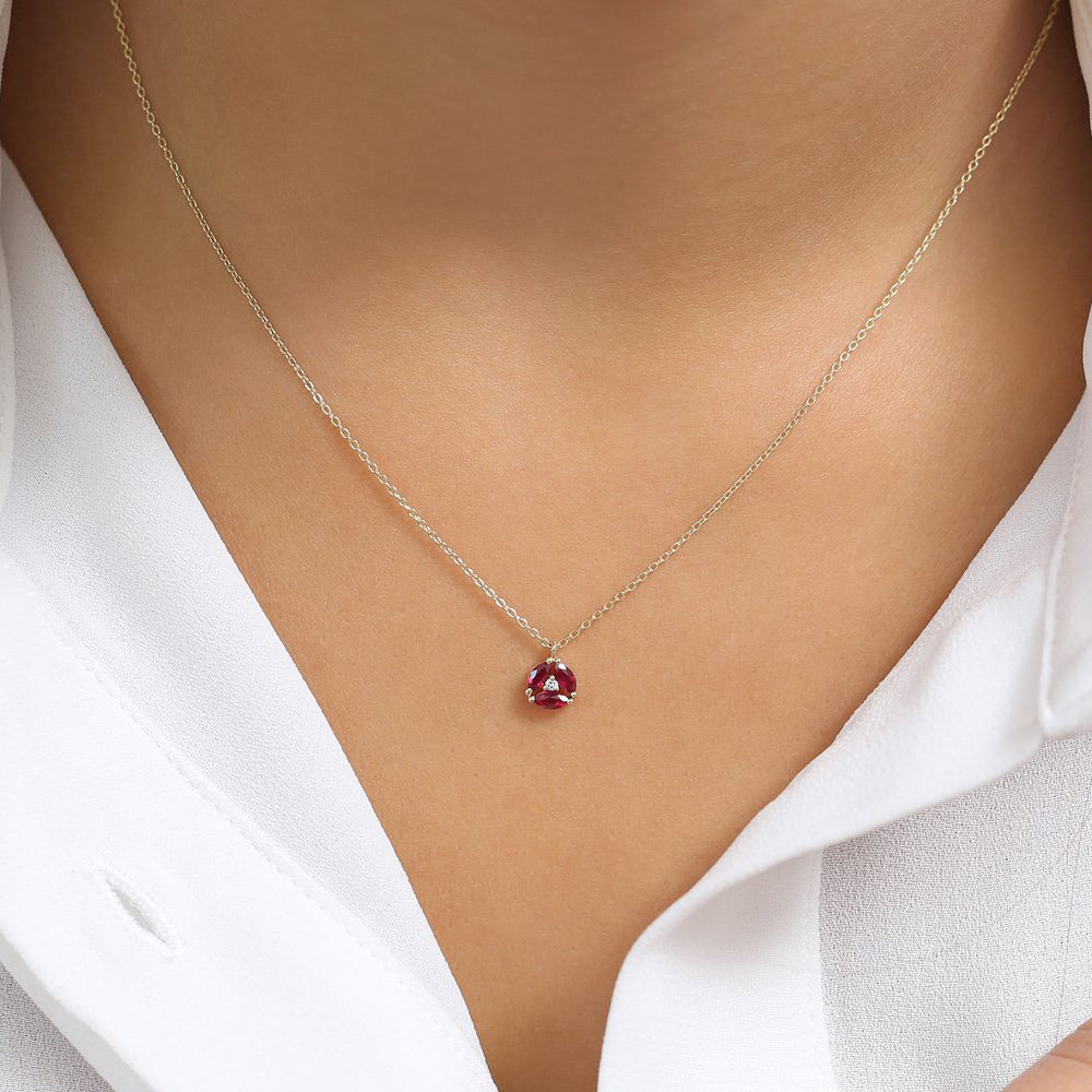 OBFJ1847 - Marquise Ruby Cluster Necklace necklace in selectable metal and diamond options - Roselle Jewelry view 3