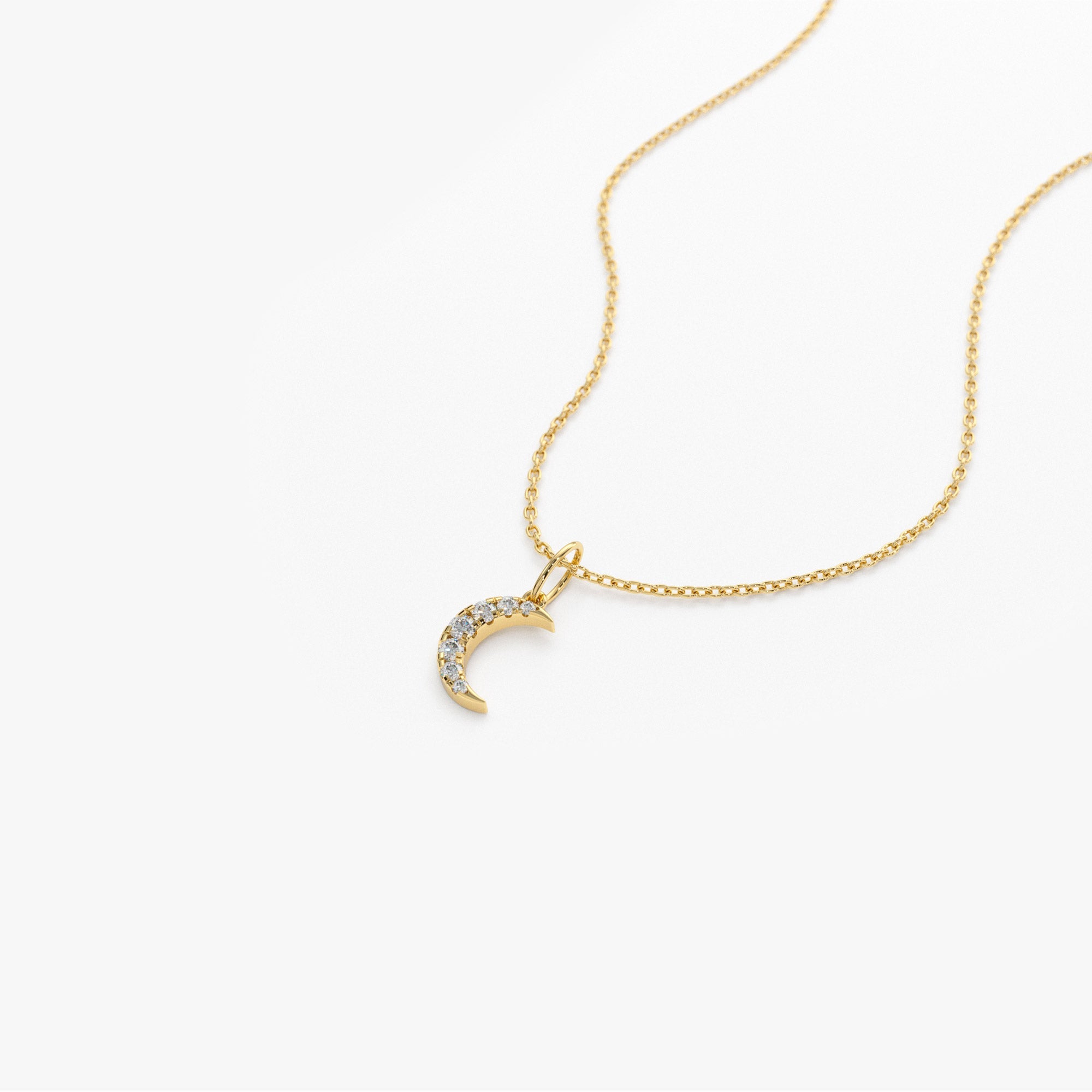 OBFJ1424 - 14k Dainty Crescent Moon Diamond Charm 4