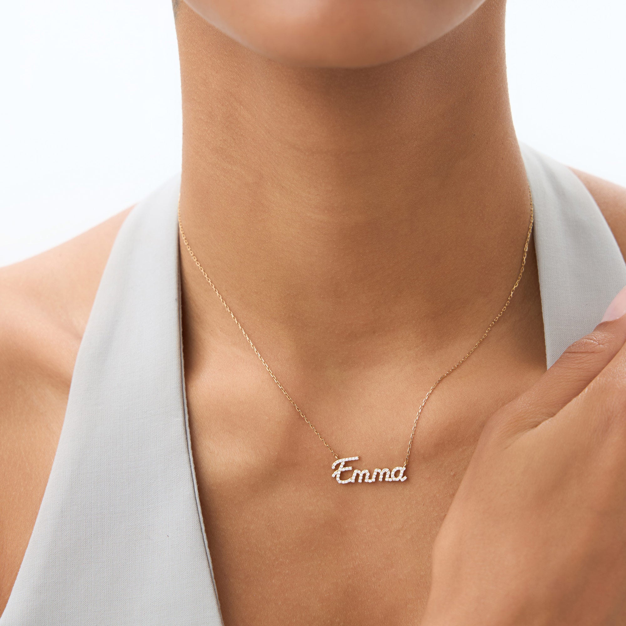 OBFJ1075 - 14k Personalized Diamond Name Necklace 3