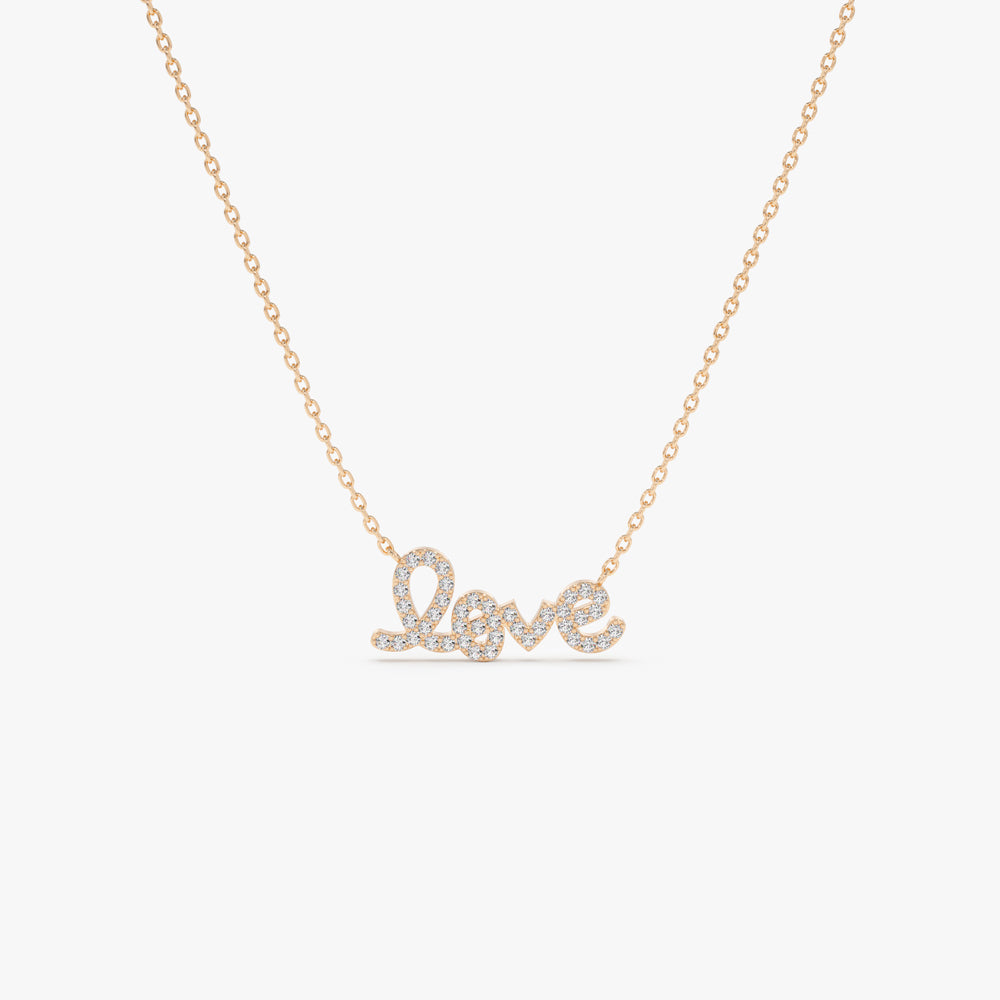 OBFJ0115 - 14k Rose Gold Diamond Love Necklace 1