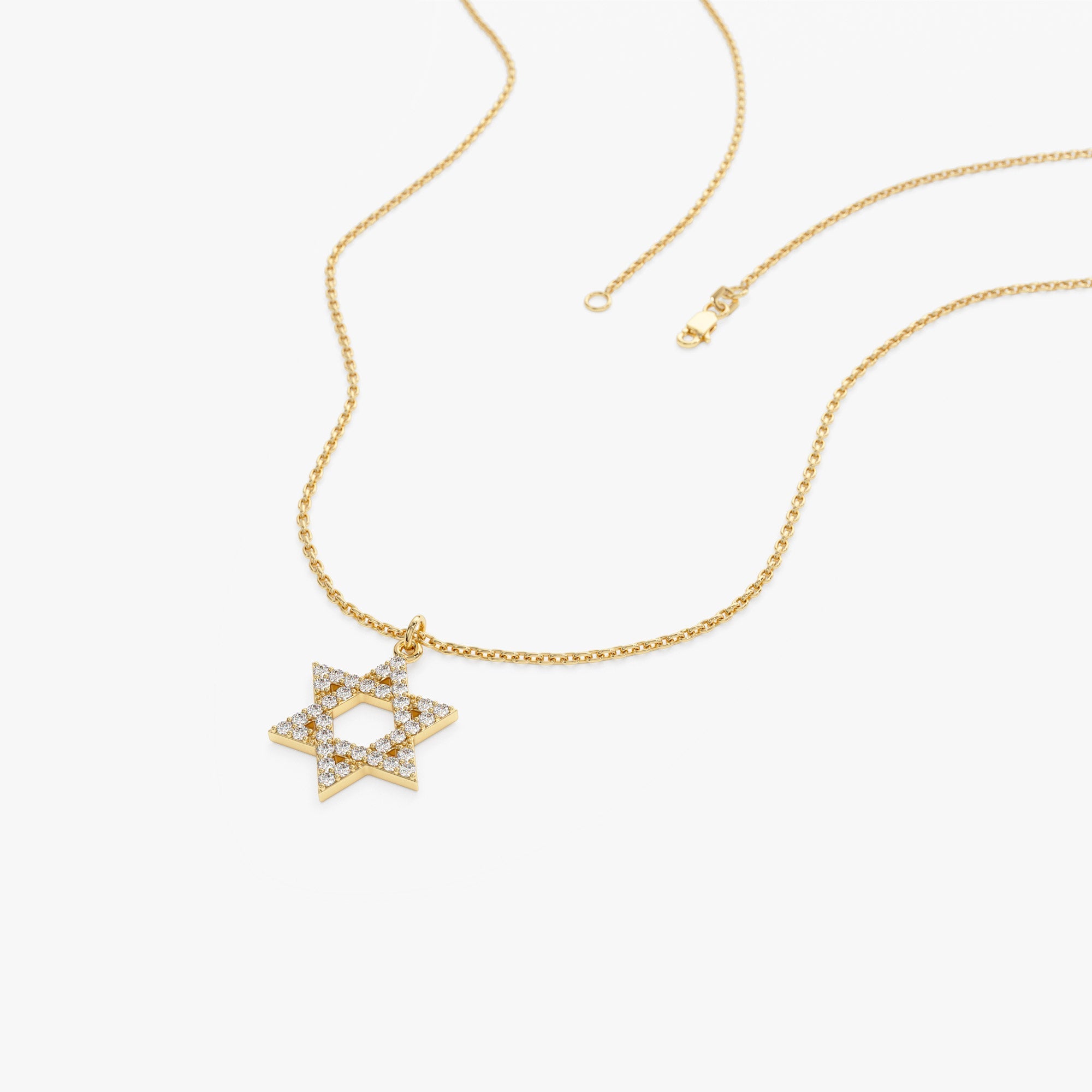OBFJ1372 - 14k Star of David Round Diamond Necklace 6