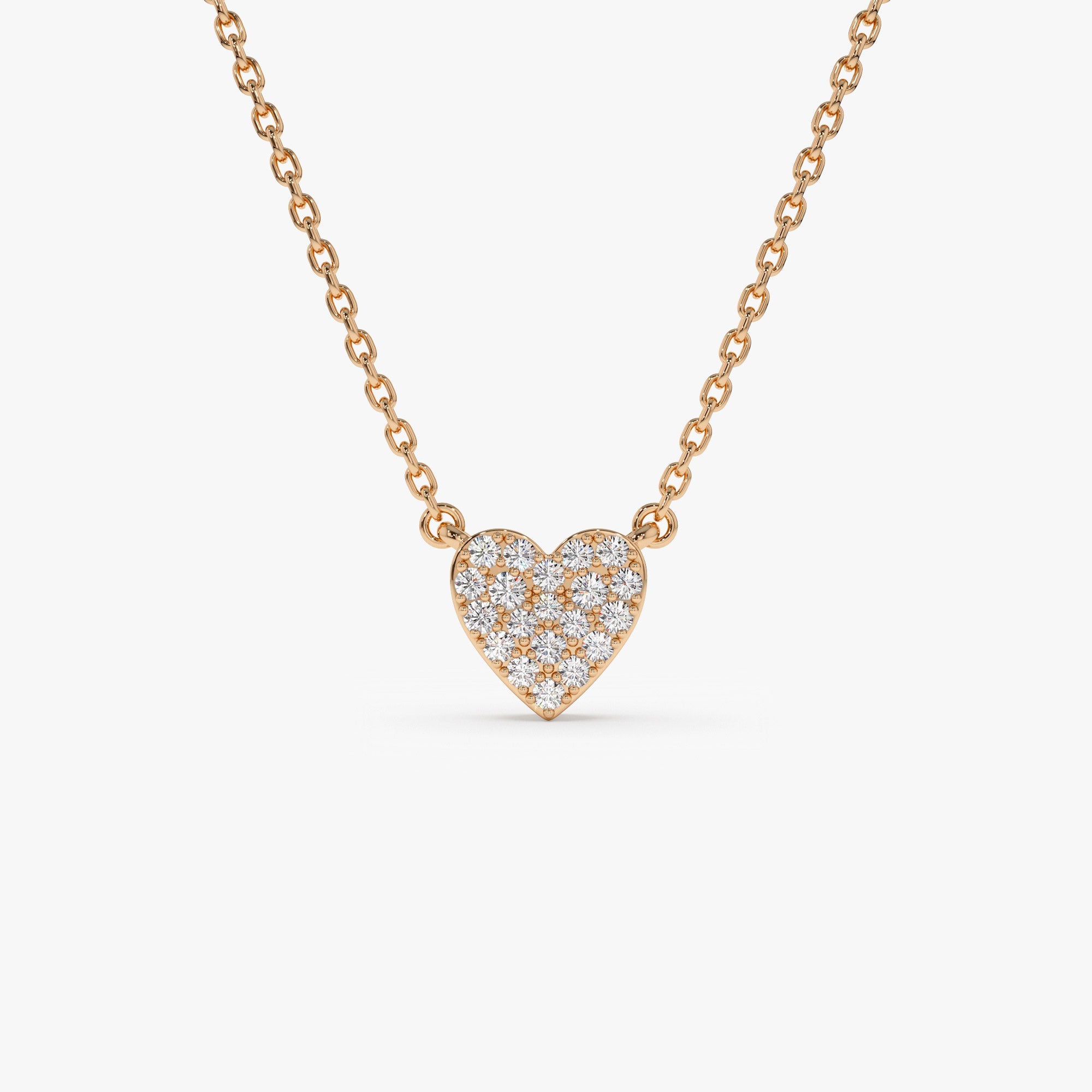 OBFJ1315 - Mini Heart Diamond Necklace necklace in selectable metal and diamond options - Roselle Jewelry view 7