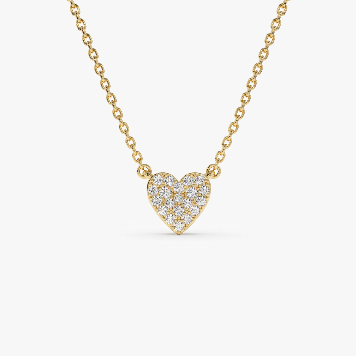 OBFJ1315 - Mini Heart Diamond Necklace necklace in selectable metal and diamond options - Roselle Jewelry view 1