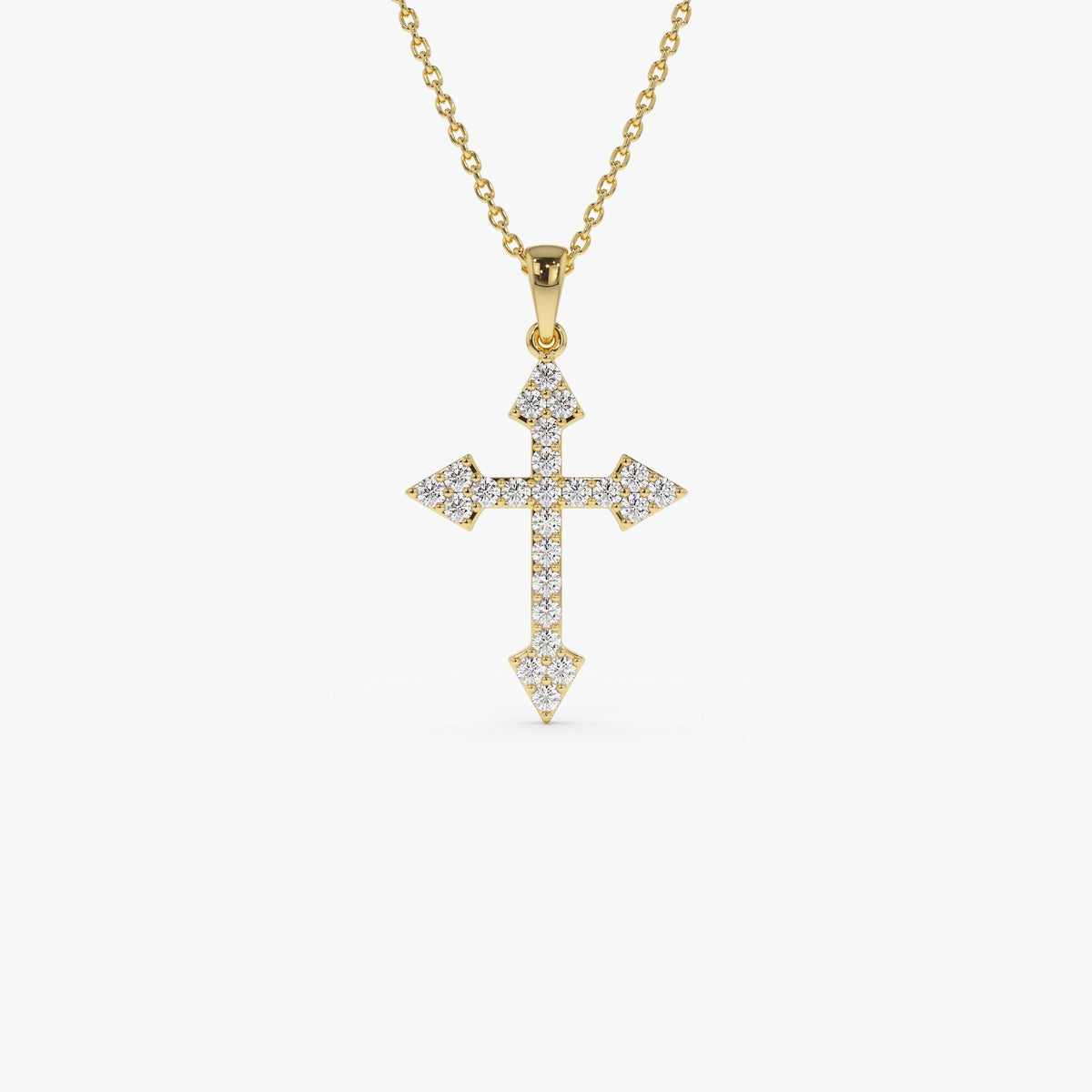 OBFJ1334 - Diamond Cross Charm 0.45 ctw necklace in selectable metal and diamond options - Roselle Jewelry view 1