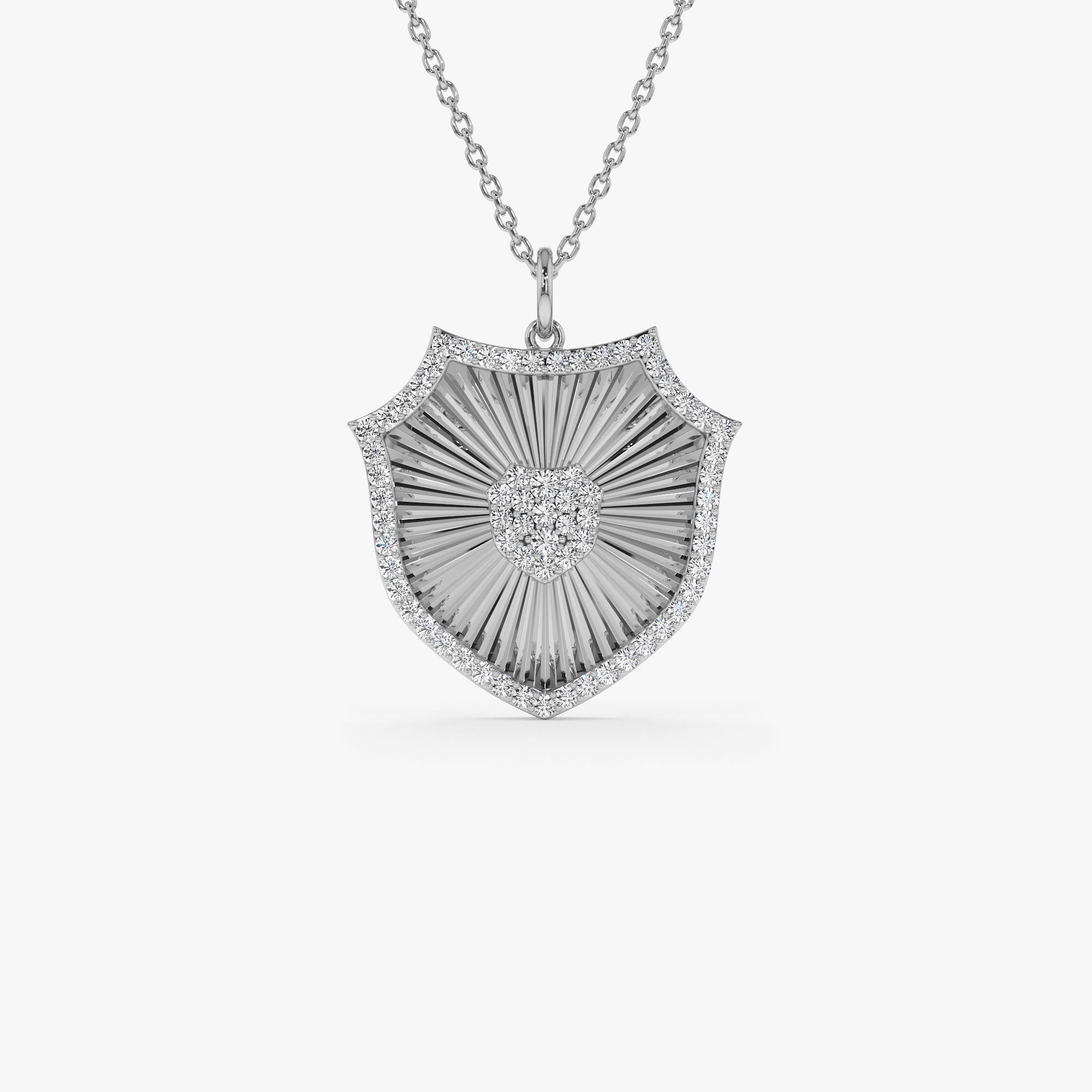 OBFJ1258 - 14k Diamond Shield Medallion Pendant 7