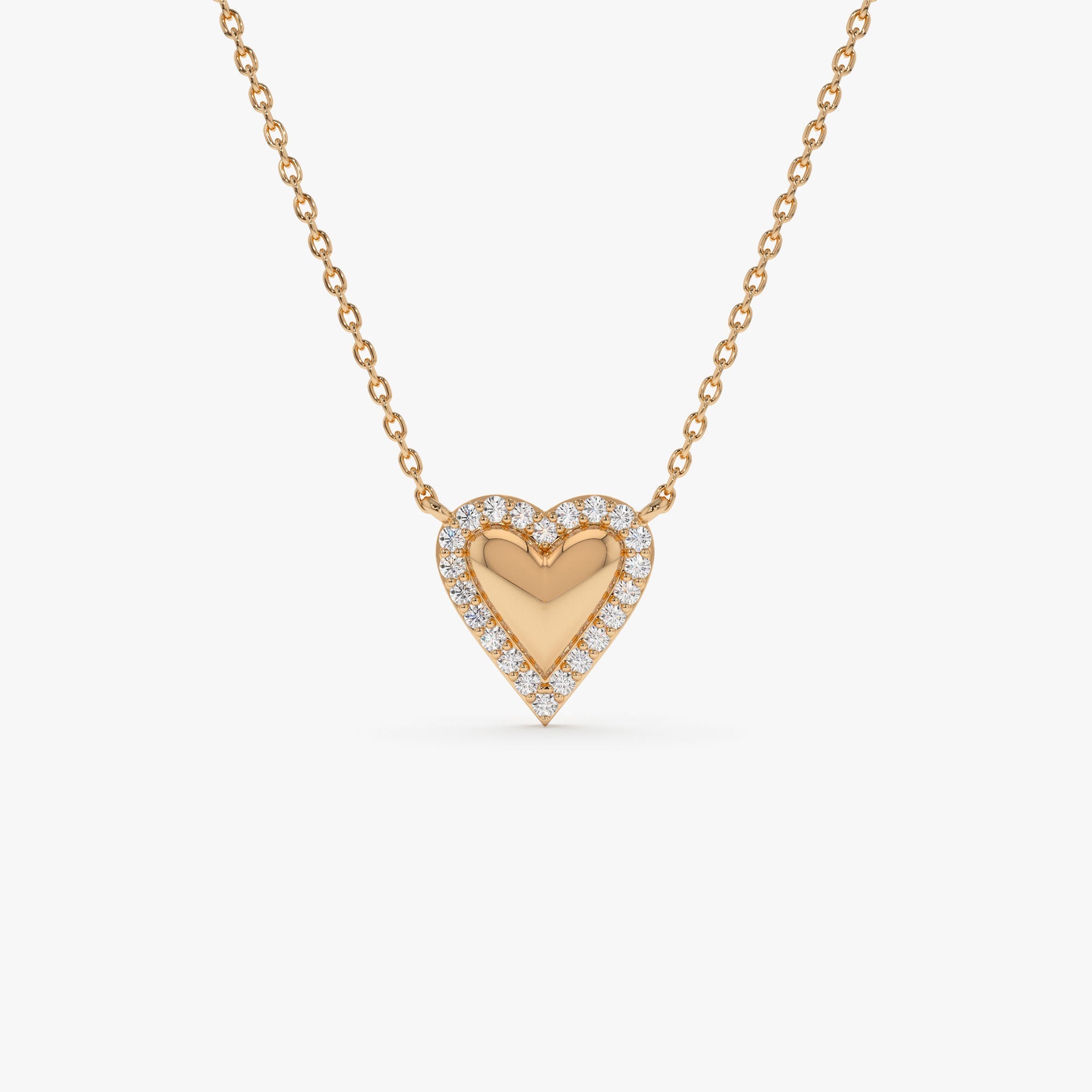 OBFJ1241 - 14K Diamond Puffed Heart Love Necklace 5