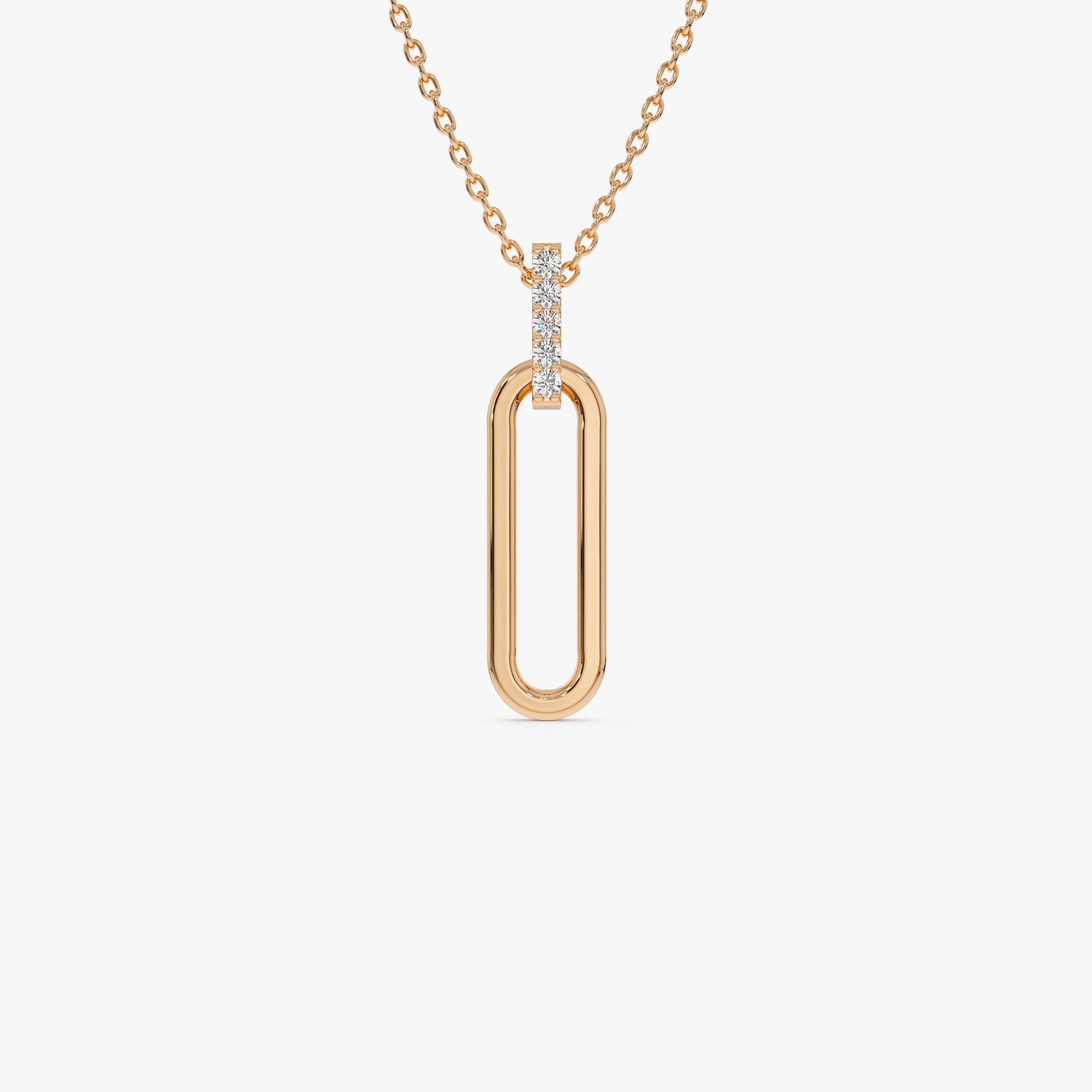 OBFJ1233 - 14k Gold Paper Clip Link Pendant Necklace 4