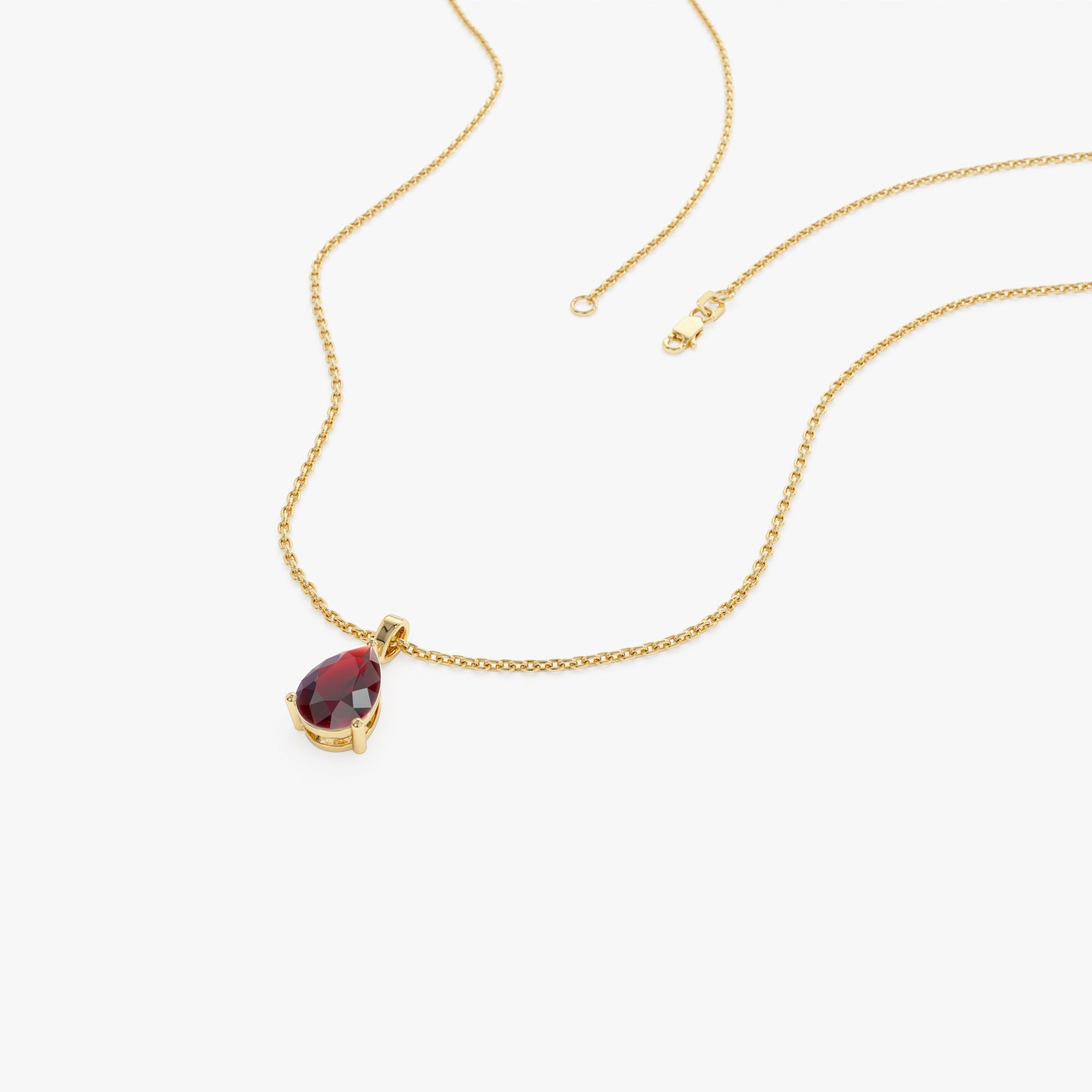 OBFJ0819 - 14k Pear Shape Garnet Solitaire Necklace 7