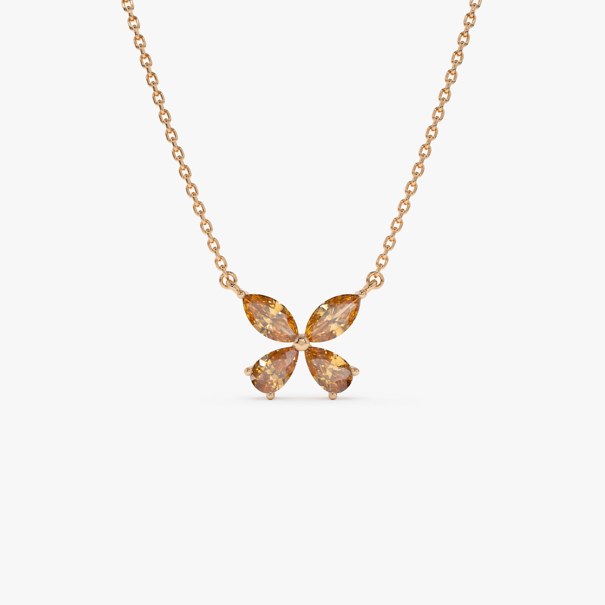 OBFJ0825 - Citrine Butterfly Necklace necklace in selectable metal and diamond options - Roselle Jewelry view 5