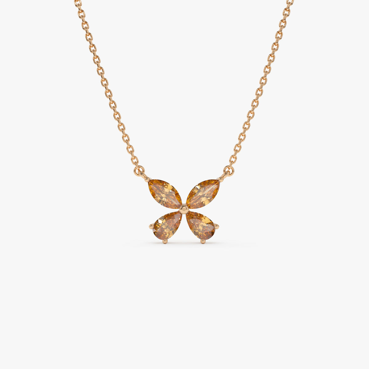 OBFJ0825 - Citrine Butterfly Necklace necklace in selectable metal and diamond options - Roselle Jewelry view 5