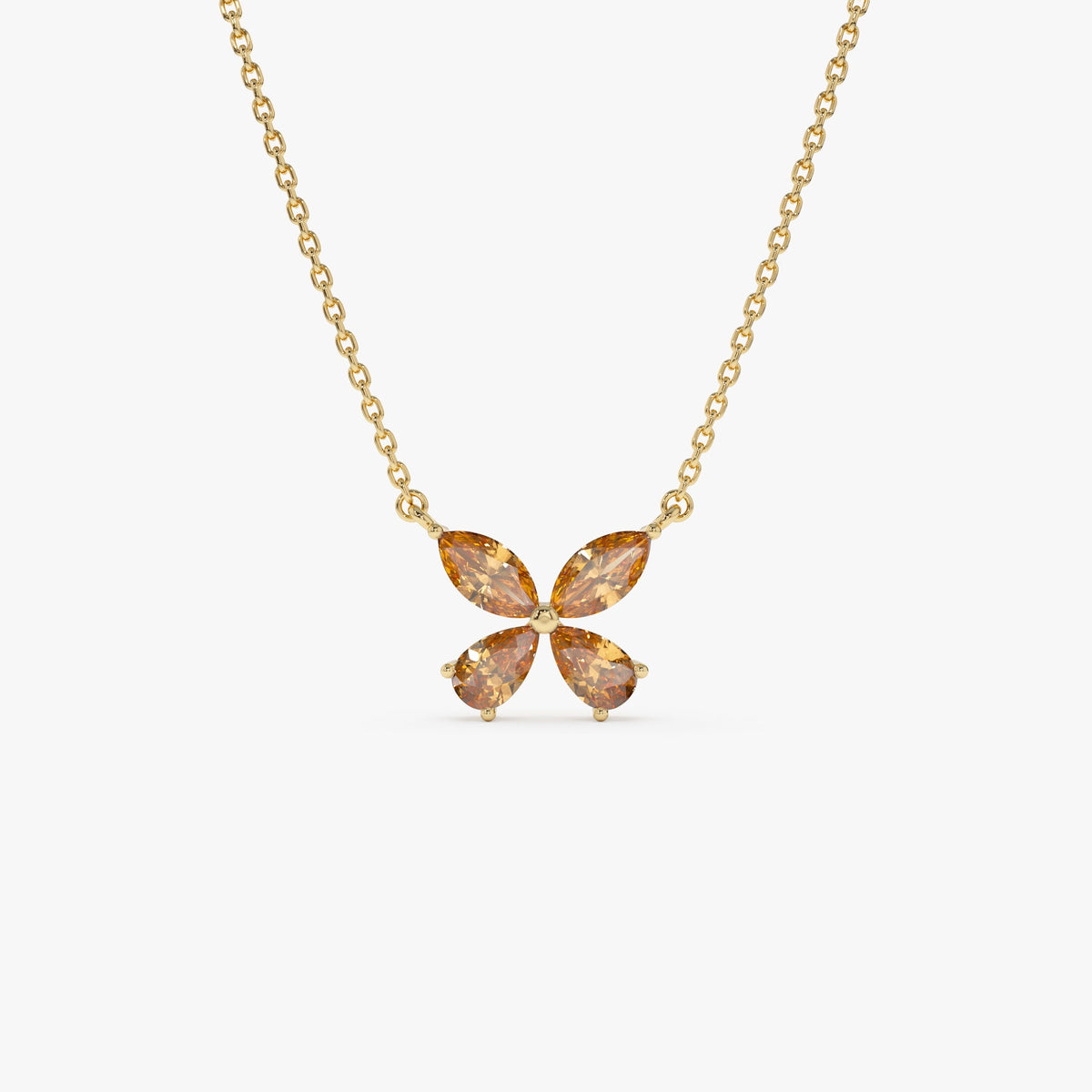 OBFJ0825 - Citrine Butterfly Necklace necklace in selectable metal and diamond options - Roselle Jewelry view 1