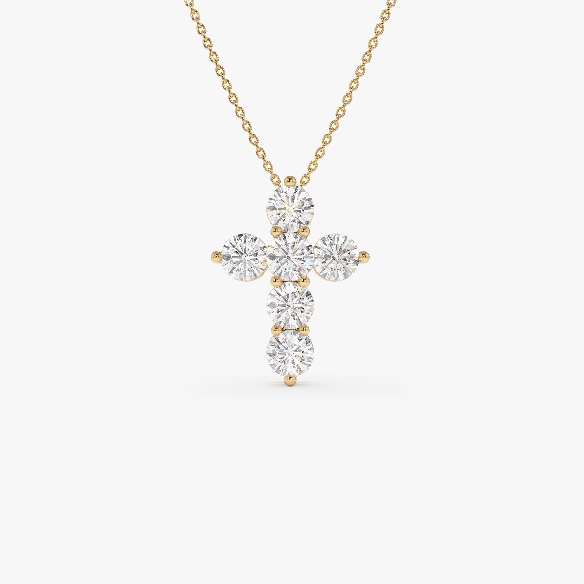 OBFJ0577 - 3.00 ctw 14k Prong Setting Round Brilliant Shape Lab Grown Diamond Cross - Isra 1